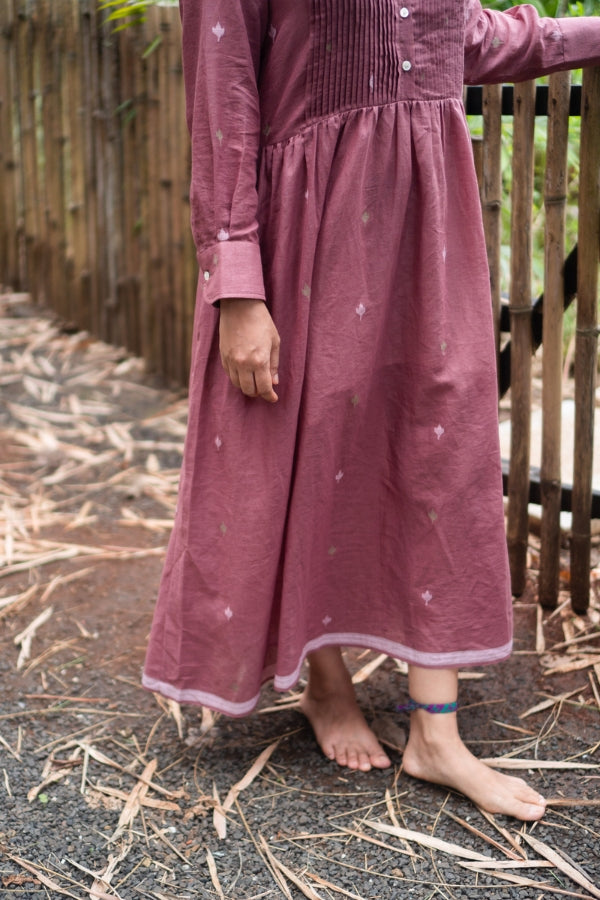 L/S Summer Dress 'Dust Pink Jamdani'