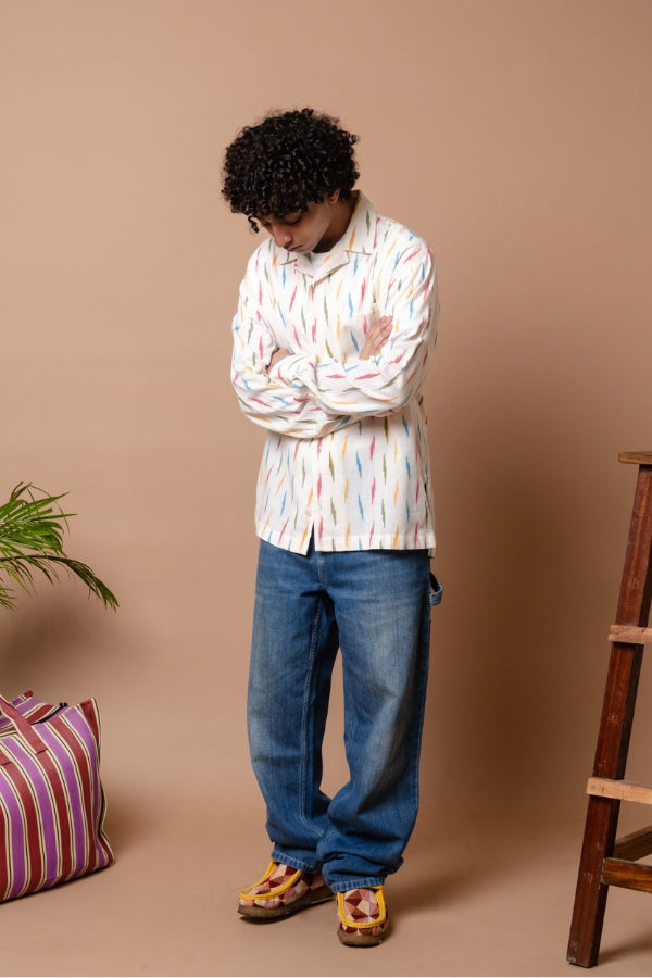 L/S Camp Shirt 'Multi Lightning Ikat'