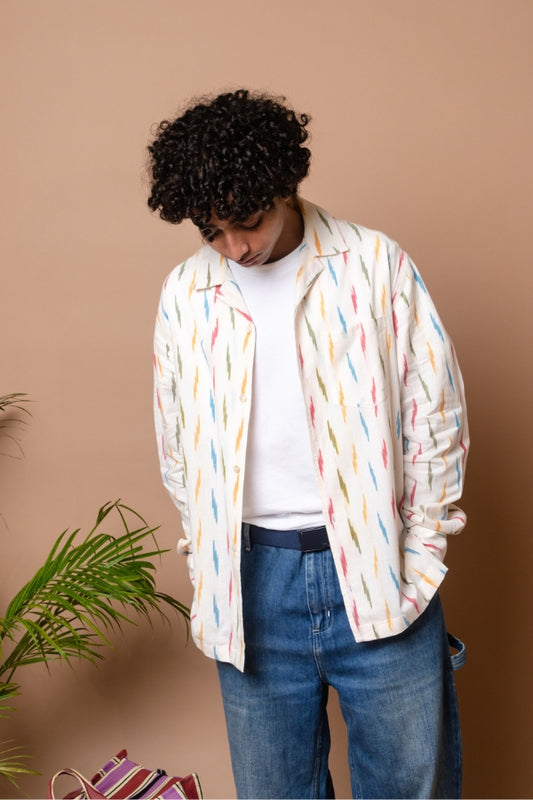 L/S Camp Shirt 'Multi Lightning Ikat'