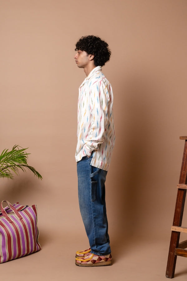 L/S Camp Shirt 'Multi Lightning Ikat'