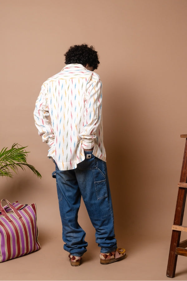 L/S Camp Shirt 'Multi Lightning Ikat'