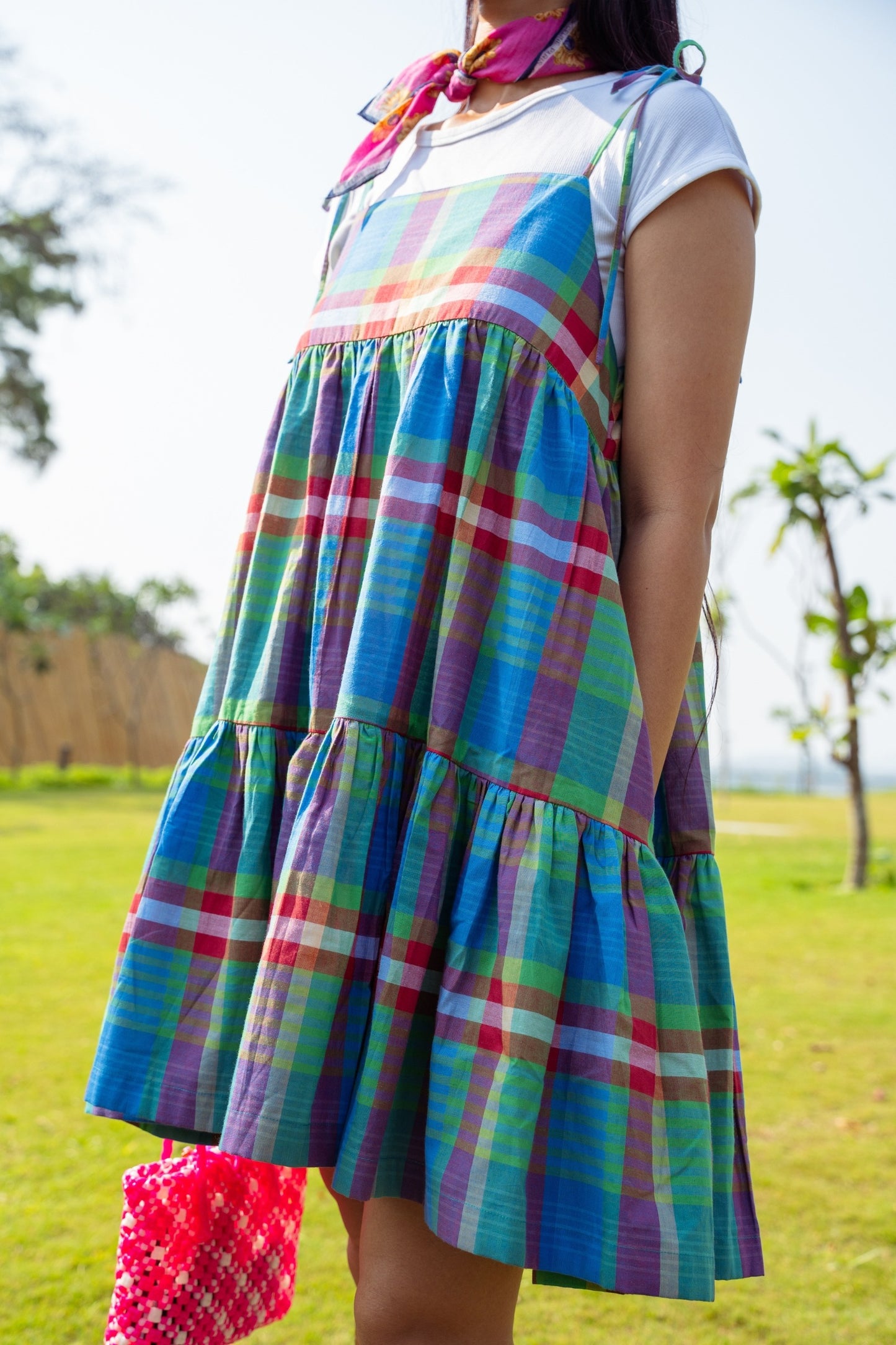 Tiered Short Dress 'Madras Magic 03'