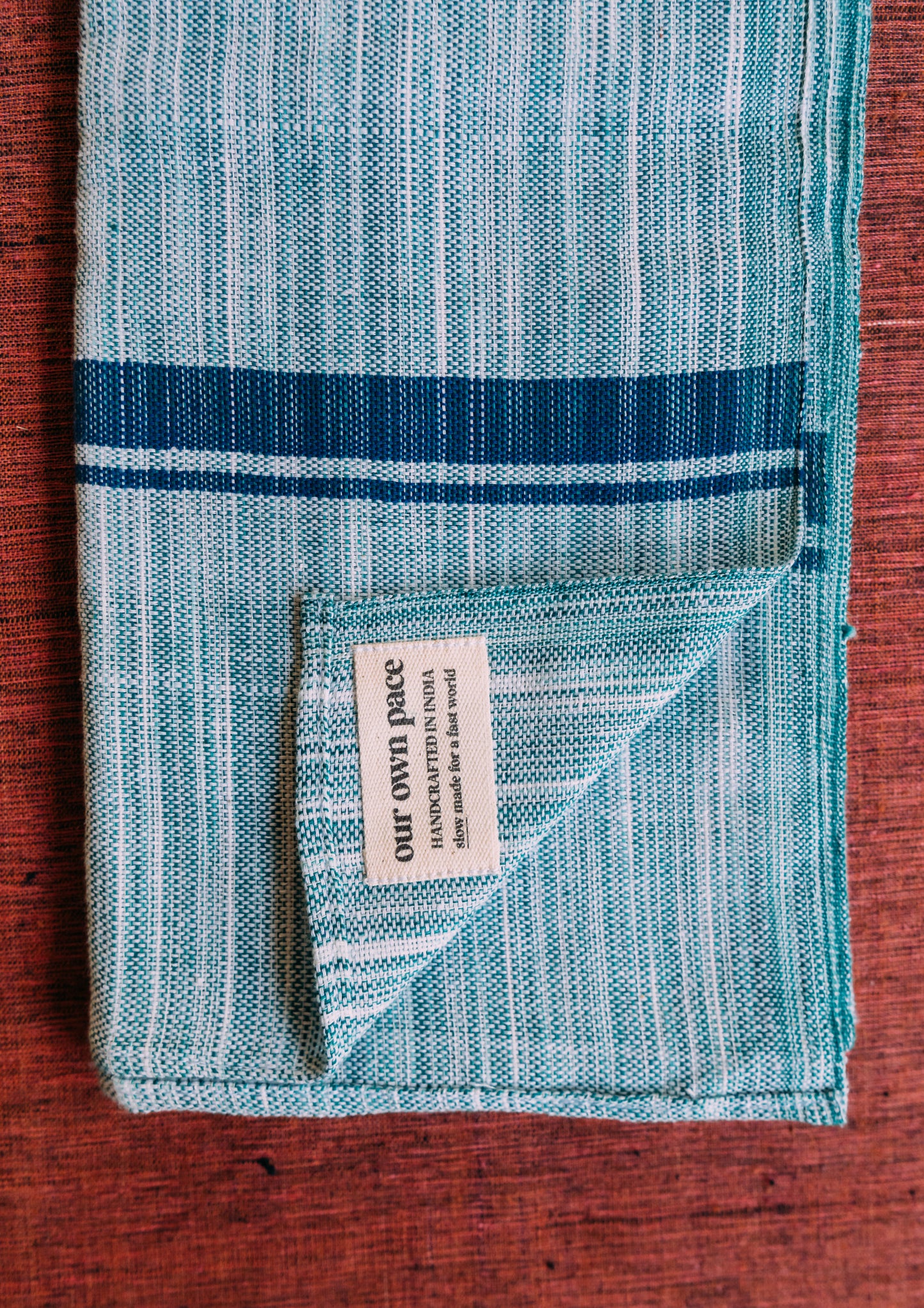 Handloom Handtowel (Green/Blue)
