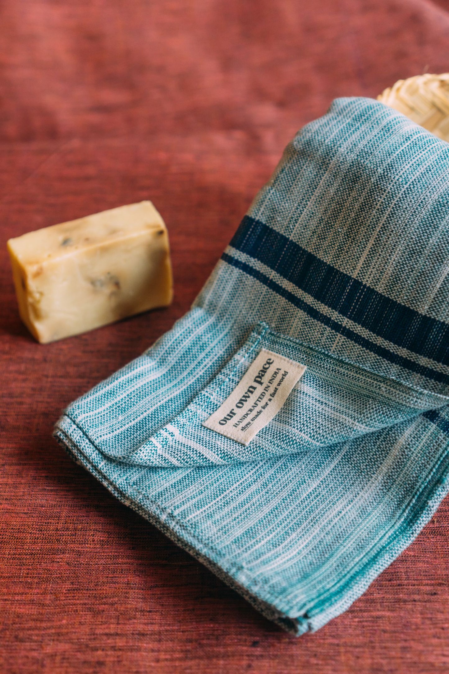 Handloom Handtowel (Green/Blue)