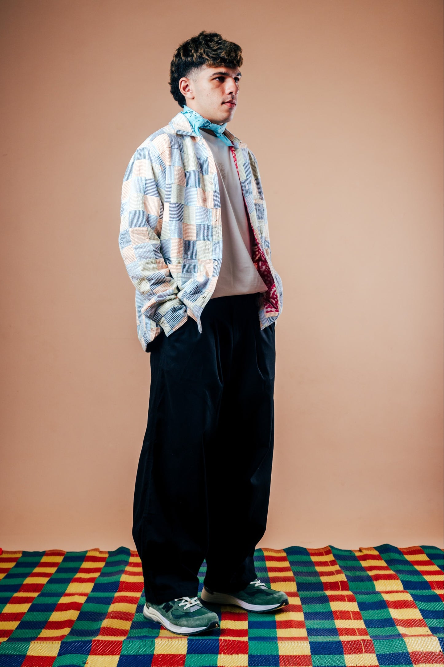Abhinandan Chore Coat 'Multi Patchwork Seersucker'