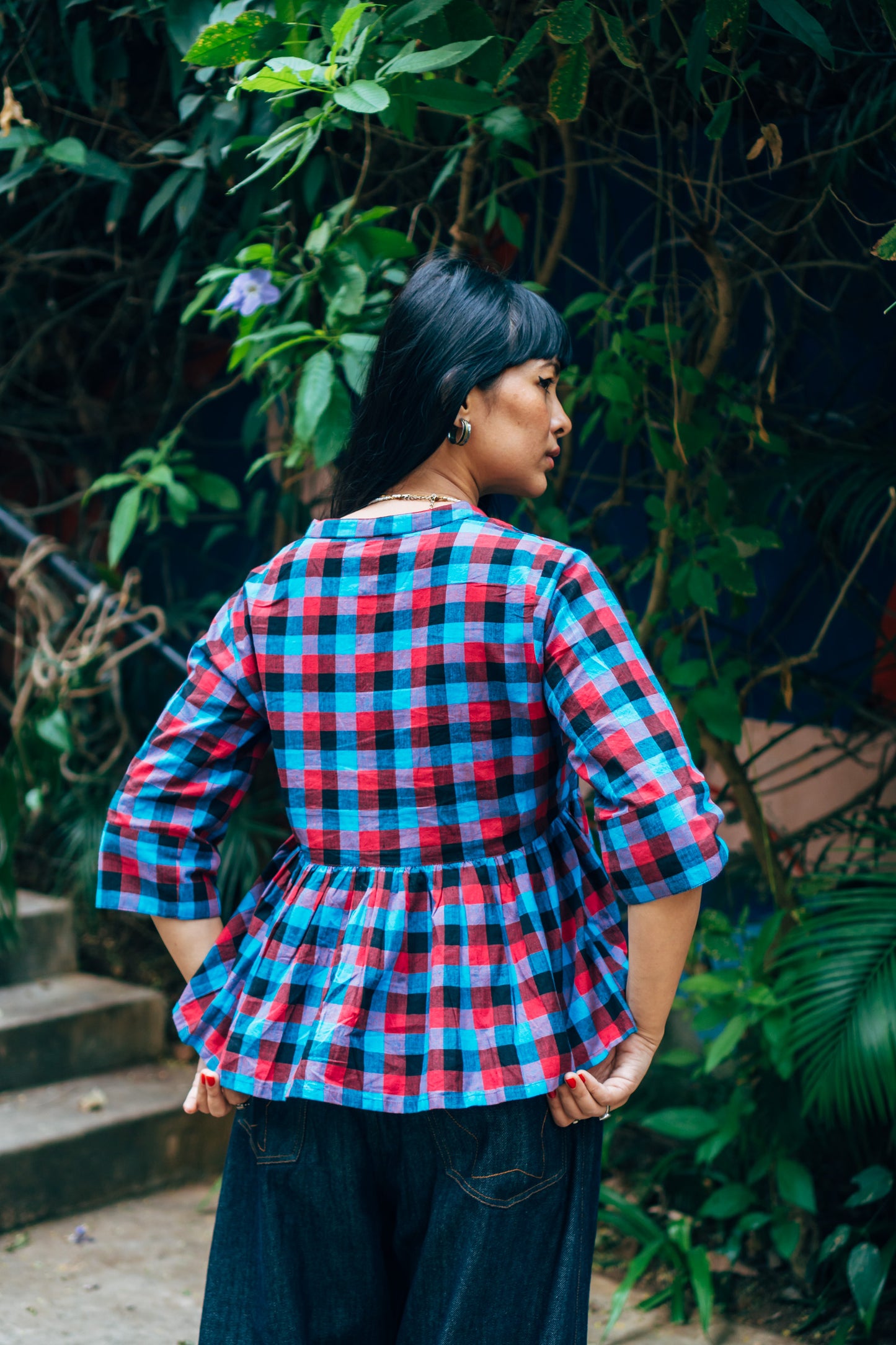 Peplum Top 'Blue Raspberry Handloom'