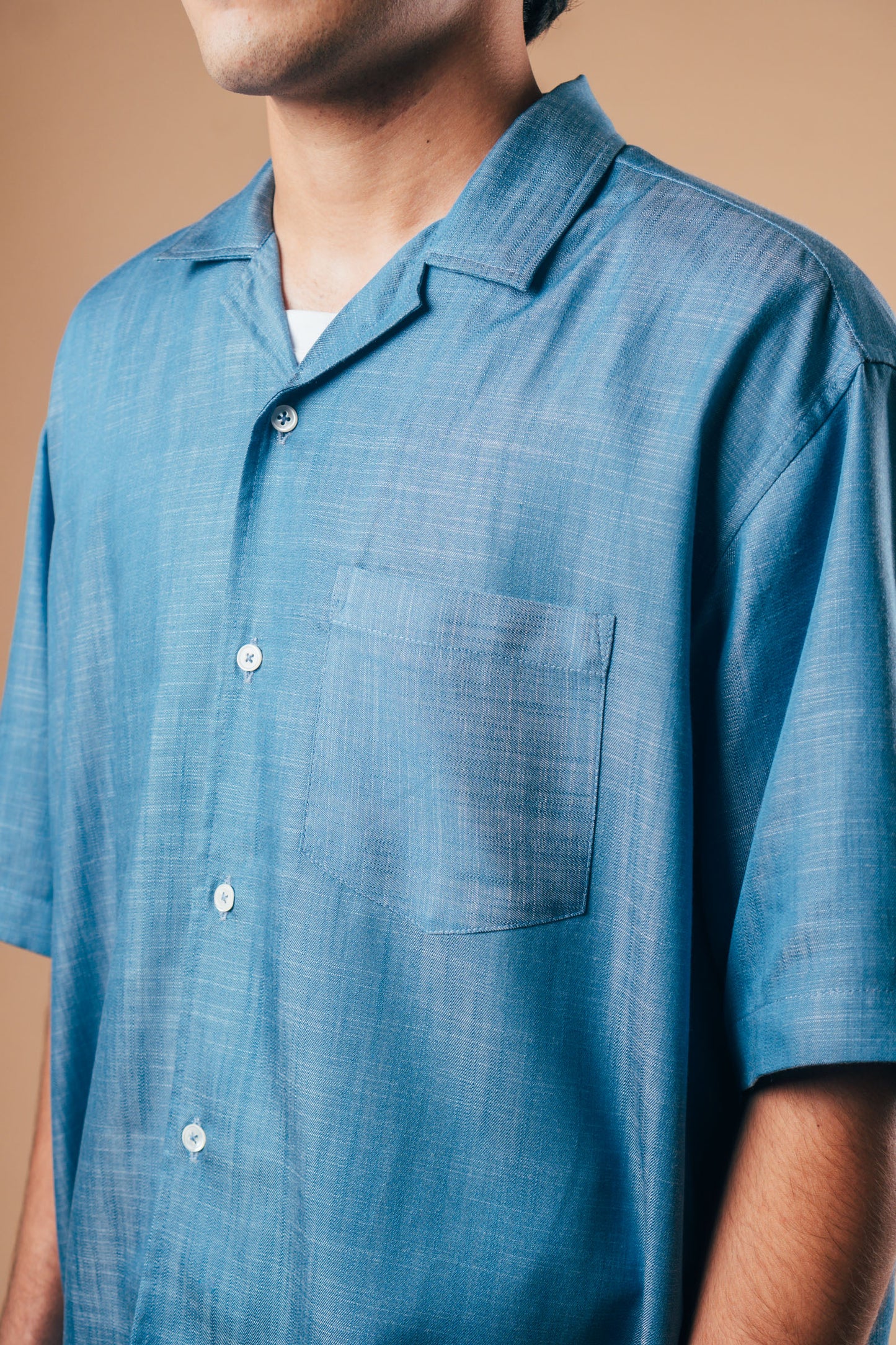 S/S Camp Shirt 'Speckle Blue Tencel'