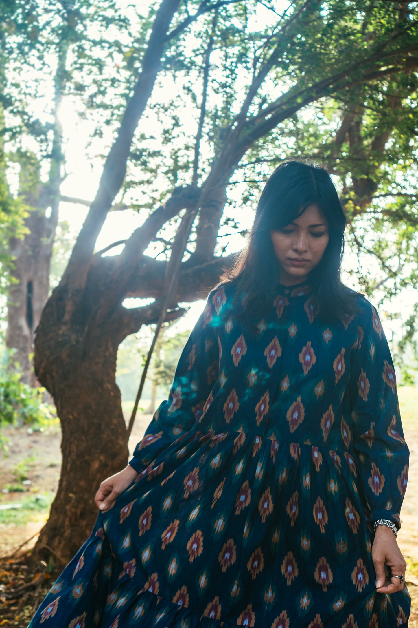 Tiered Summer Dress 'Sapphire Sunset Ikat'