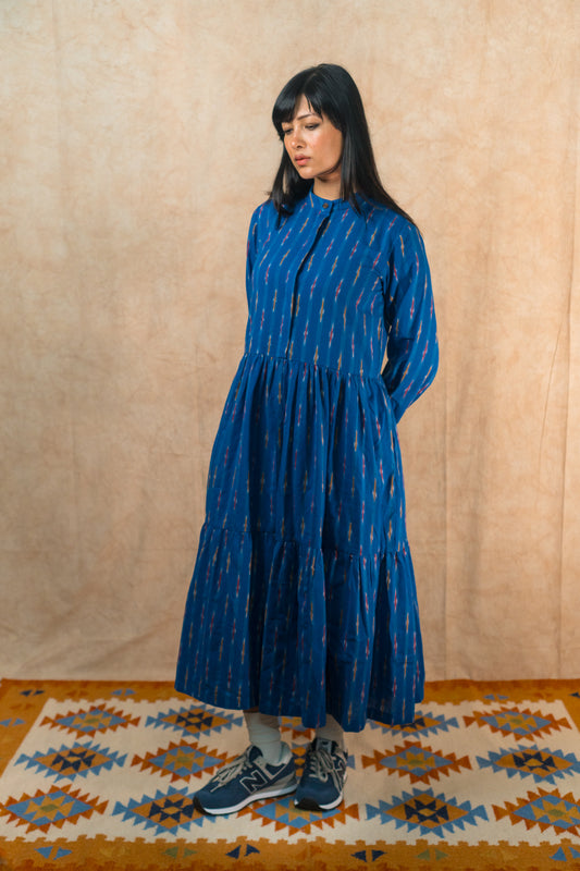 Tiered Summer Dress 'Cobalt Ikat'
