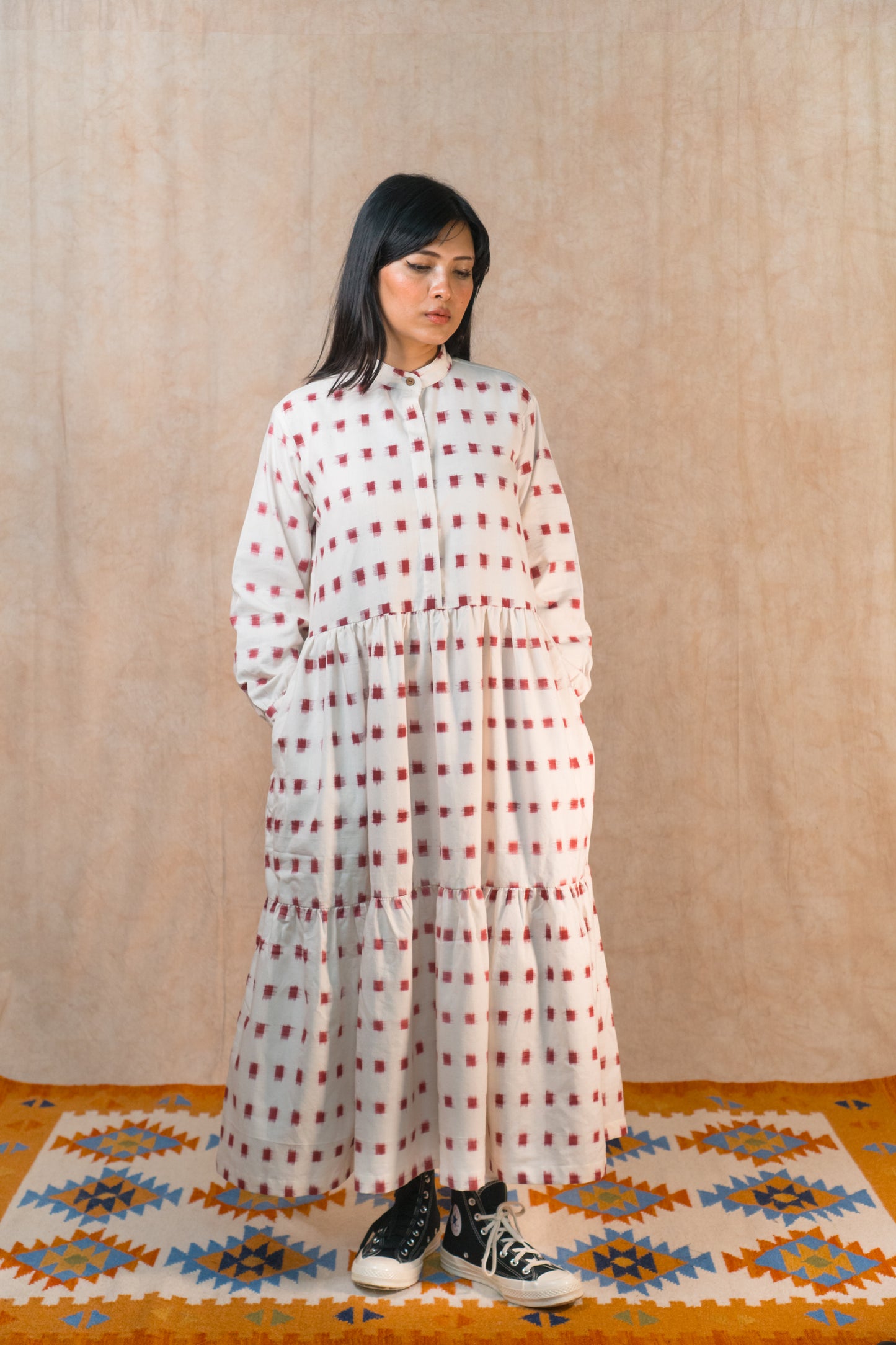 Tiered Summer Dress 'Raspberry Ikat'