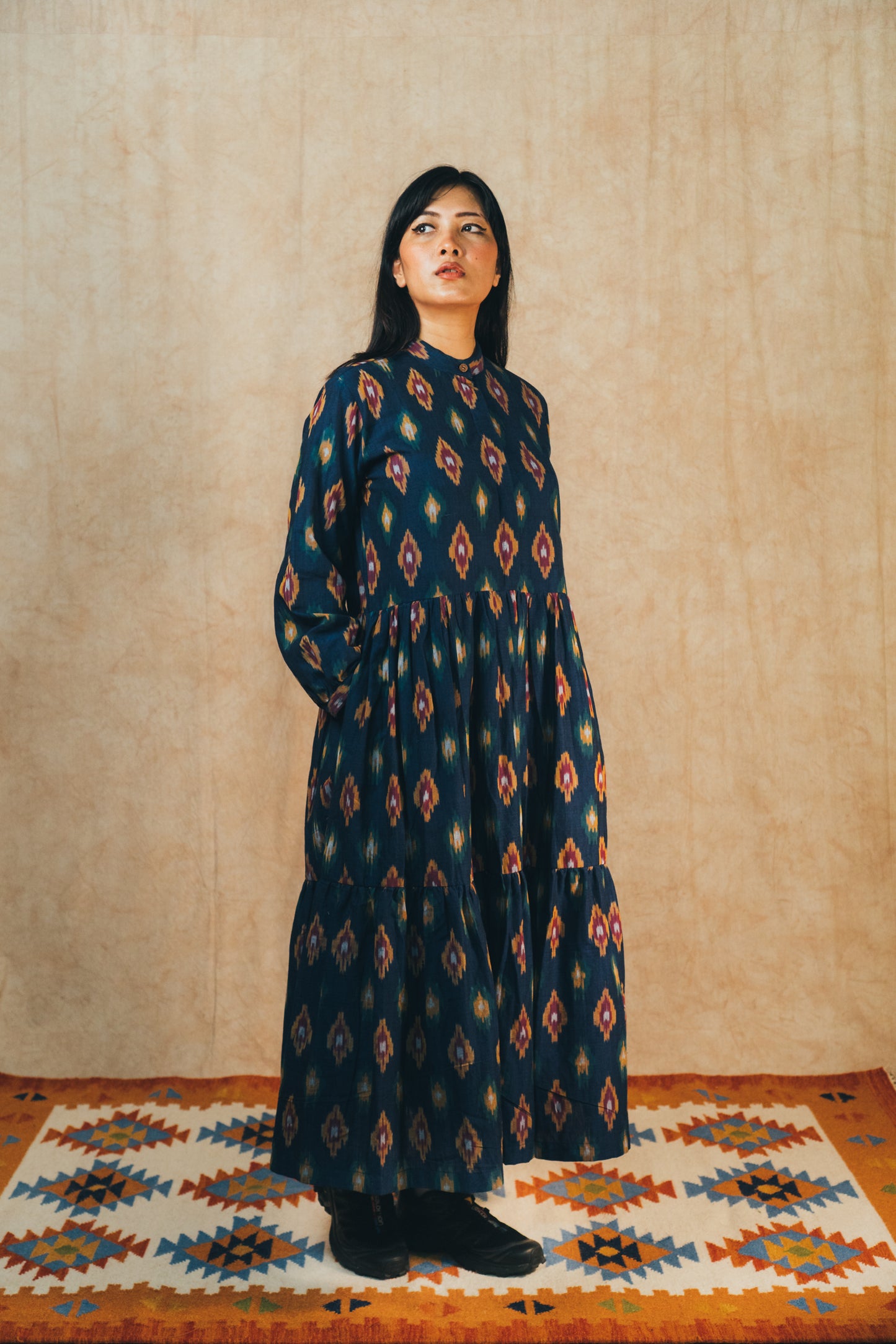 Tiered Summer Dress 'Sapphire Sunset Ikat'