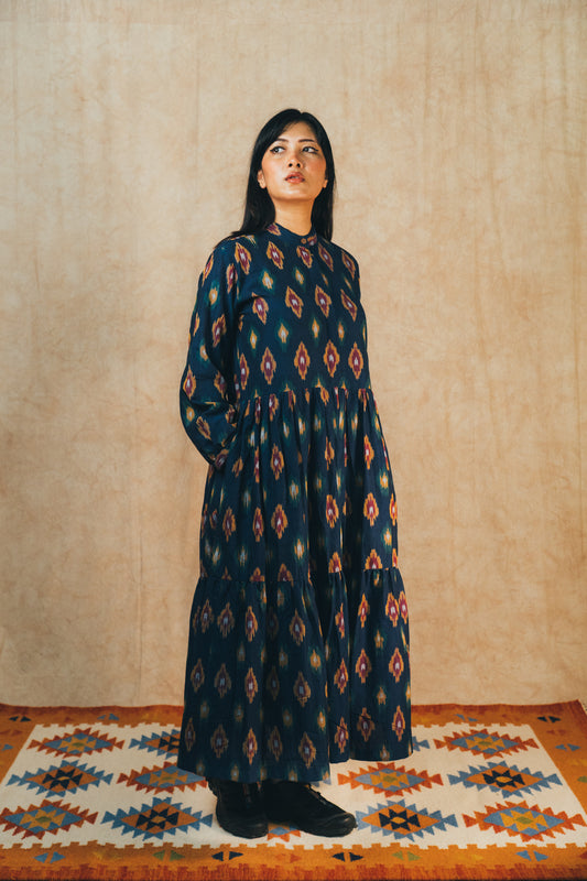 Tiered Summer Dress 'Sapphire Sunset Ikat'