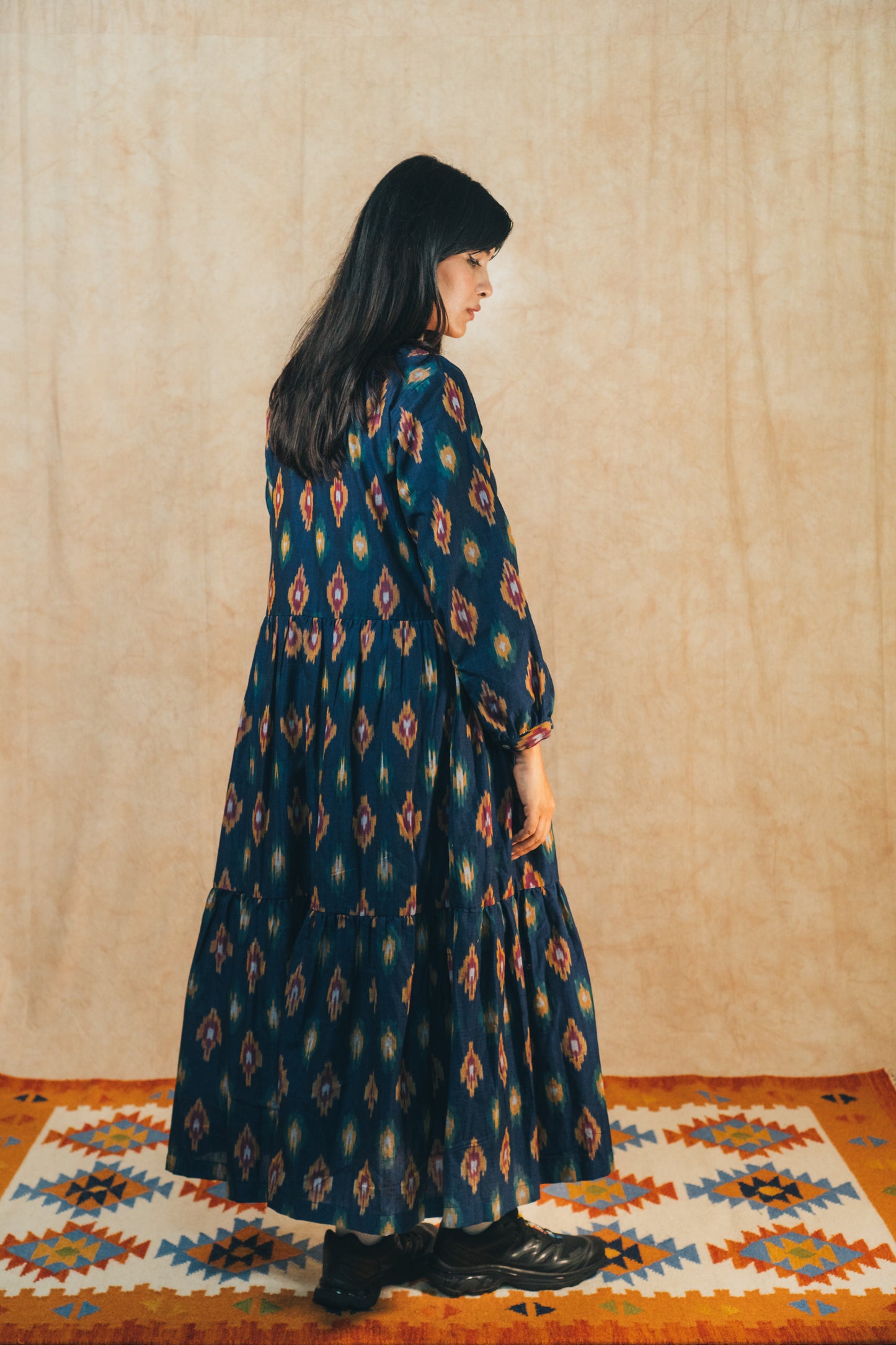 Tiered Summer Dress 'Sapphire Sunset Ikat'