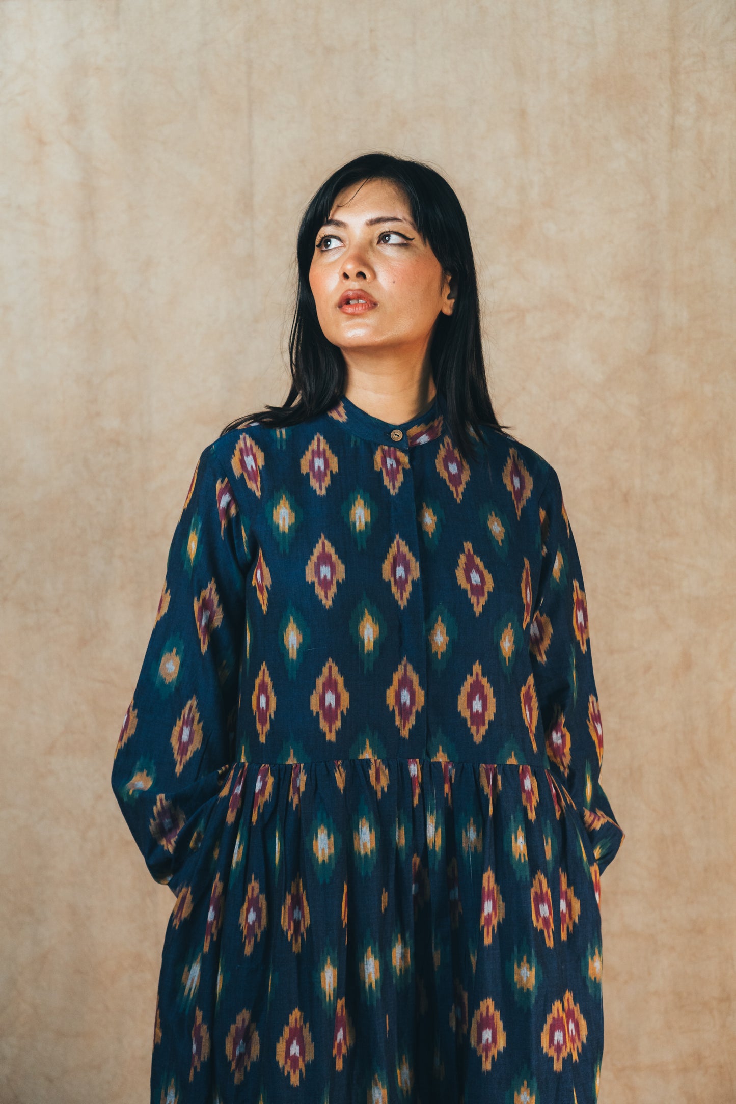 Tiered Summer Dress 'Sapphire Sunset Ikat'