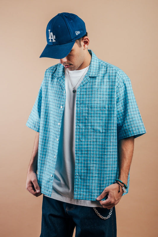 S/S Camp Shirt 'Light Blue Graph Check Khadi'