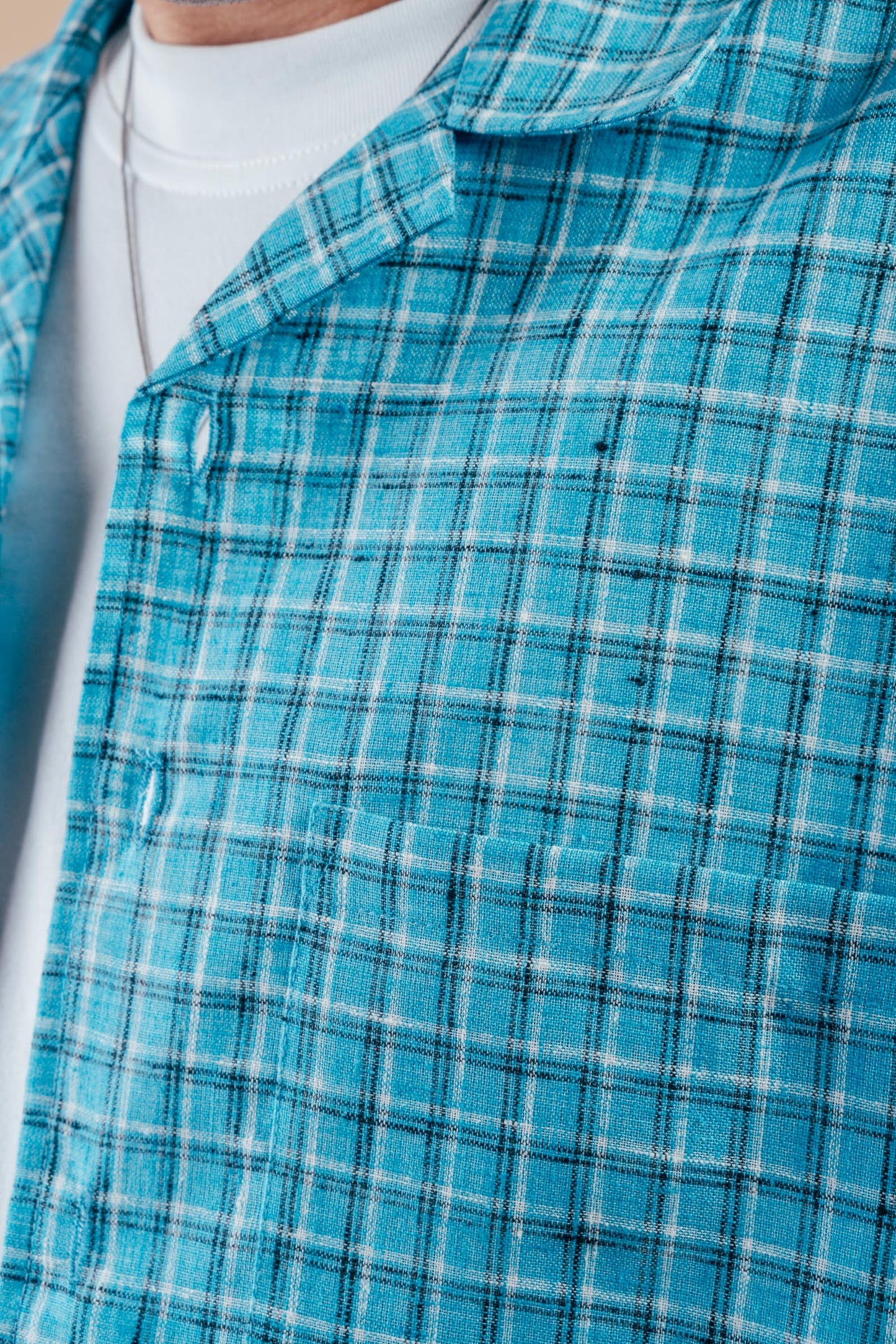 S/S Camp Shirt 'Light Blue Graph Check Khadi'