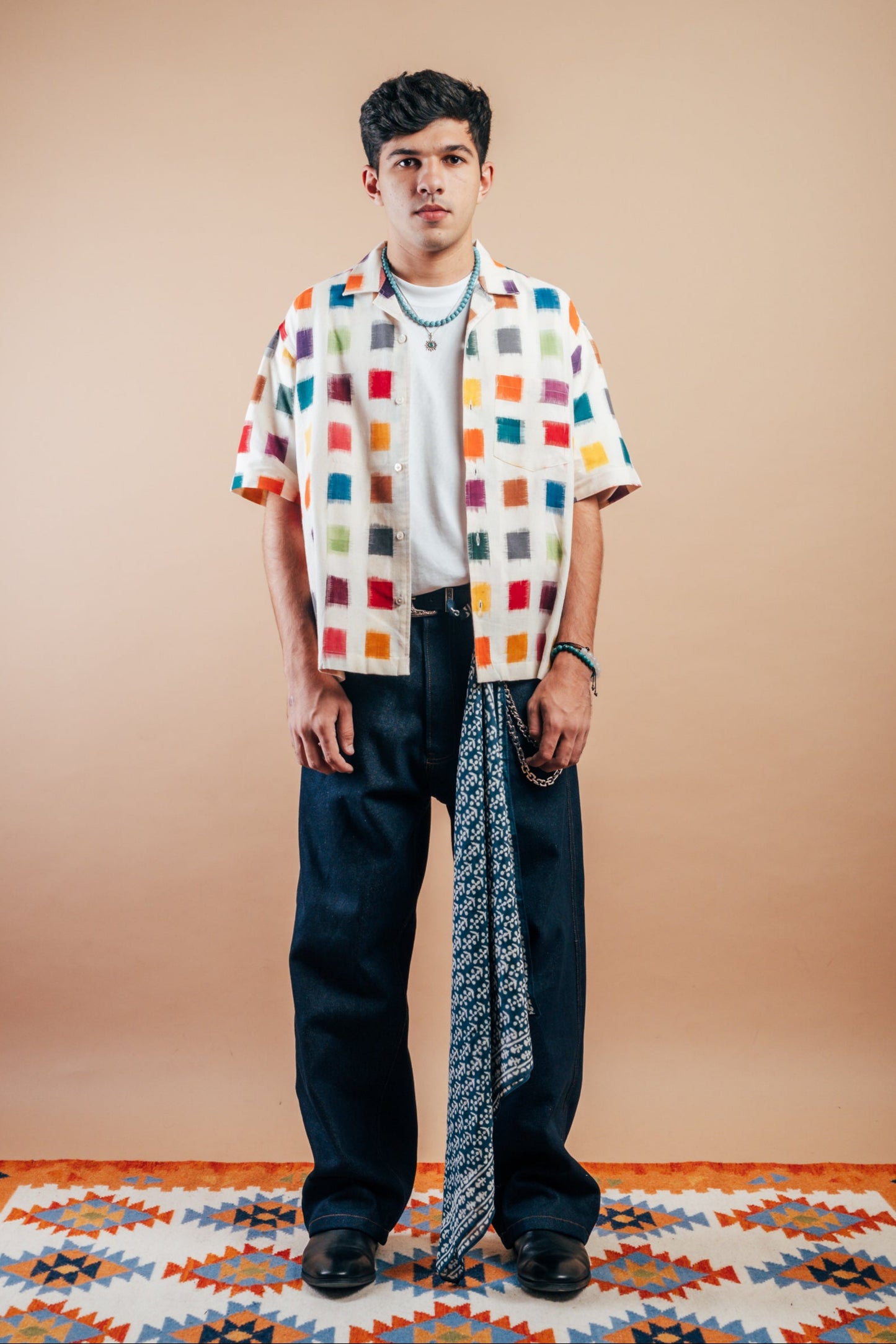 S/S Camp Shirt 'Multi Square Double Ikat'