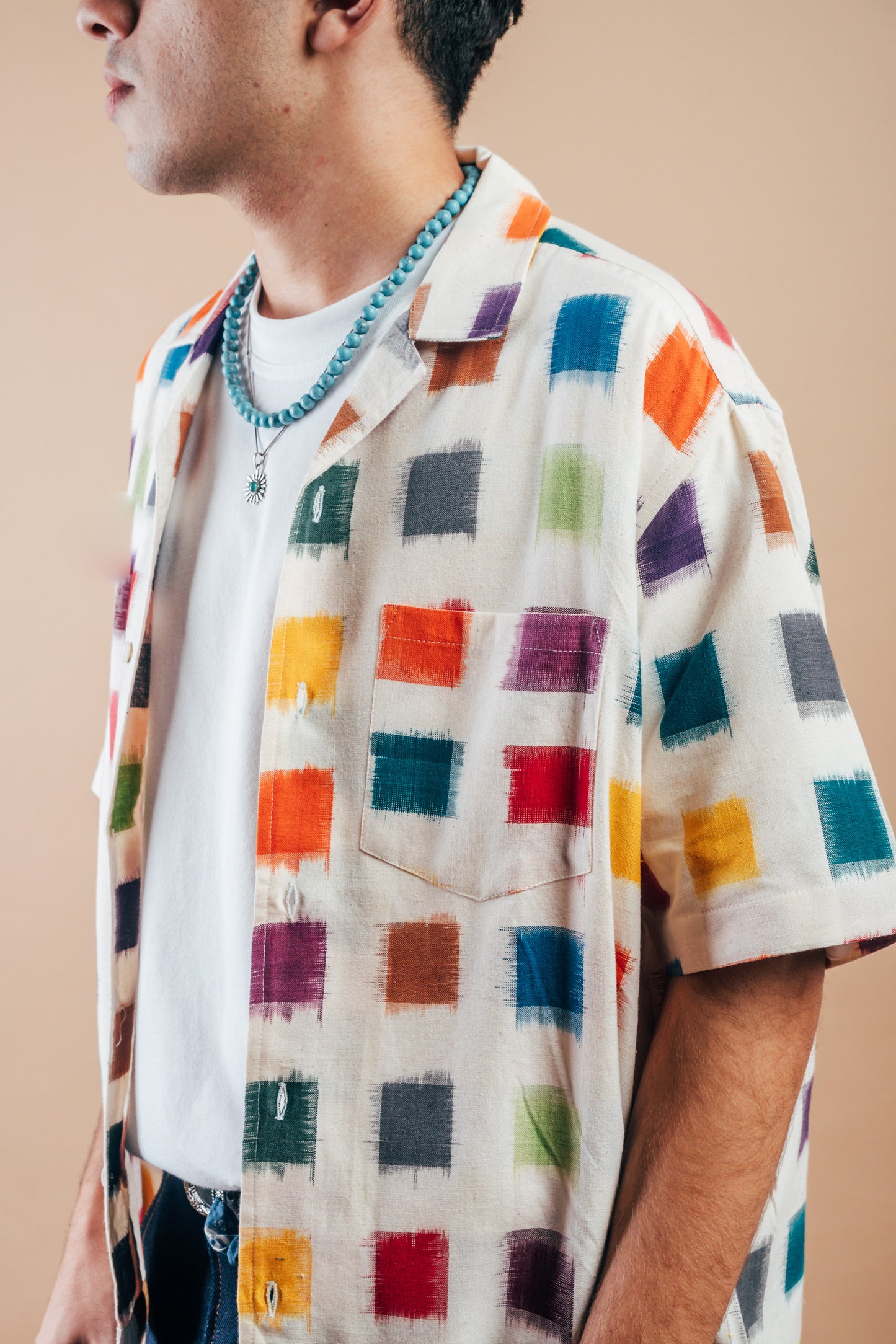 S/S Camp Shirt 'Multi Square Double Ikat'