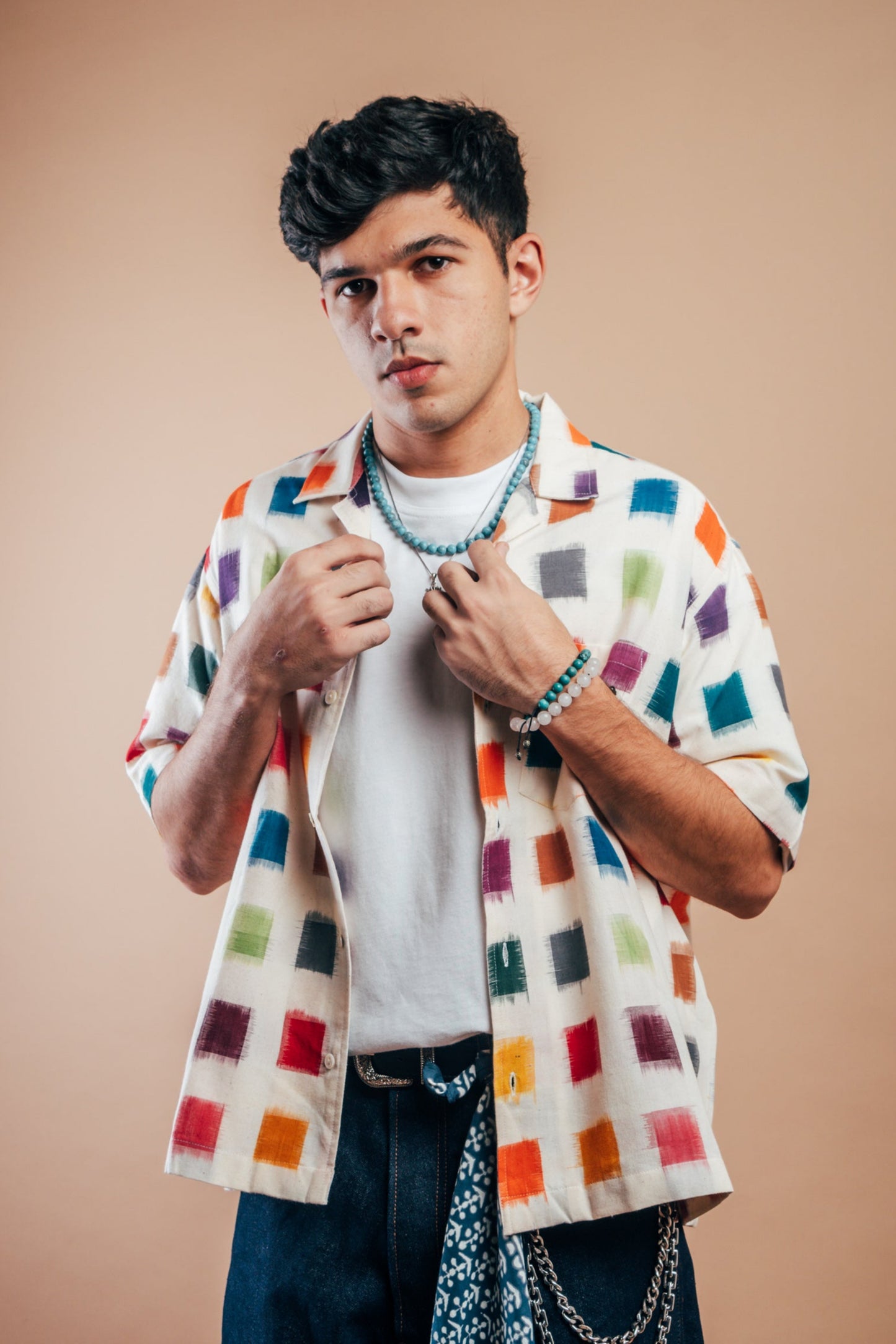 S/S Camp Shirt 'Multi Square Double Ikat'