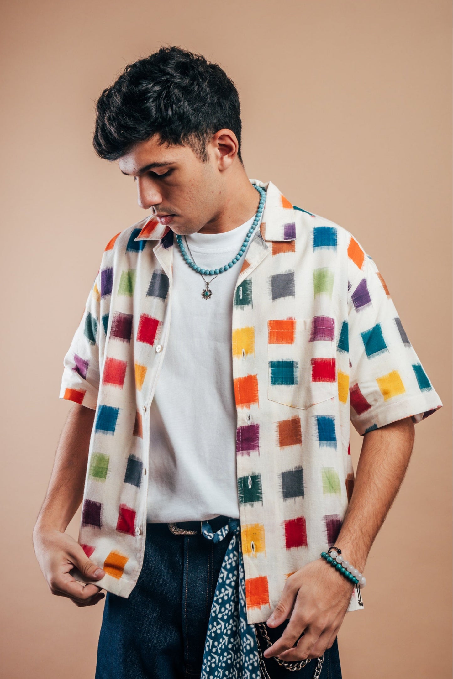 S/S Camp Shirt 'Multi Square Double Ikat'