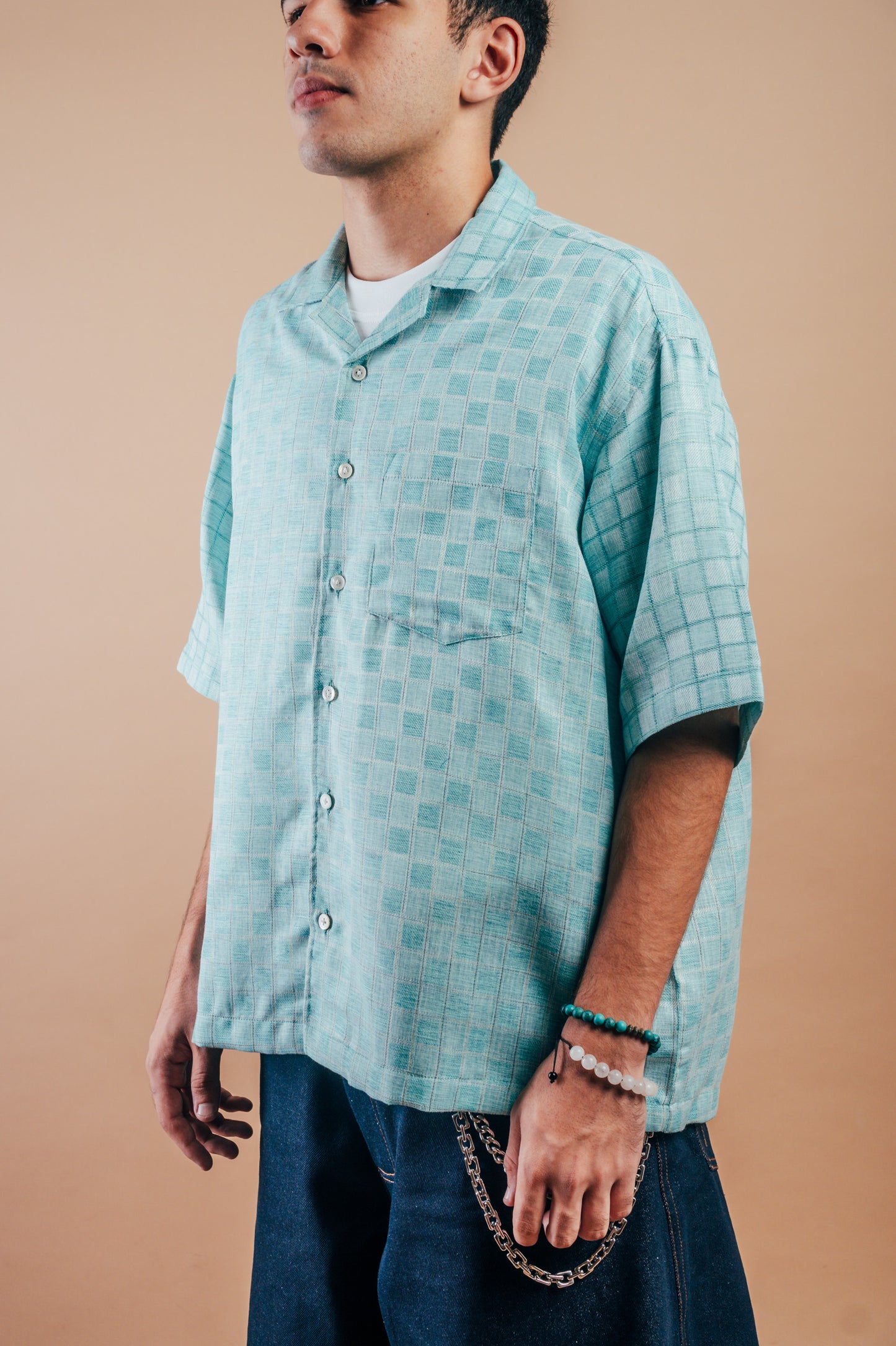 S/S Camp Shirt 'Mint Checkers Khadi'