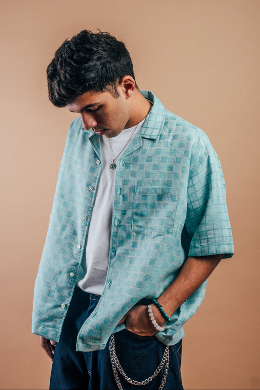 S/S Camp Shirt 'Mint Checkers Khadi'