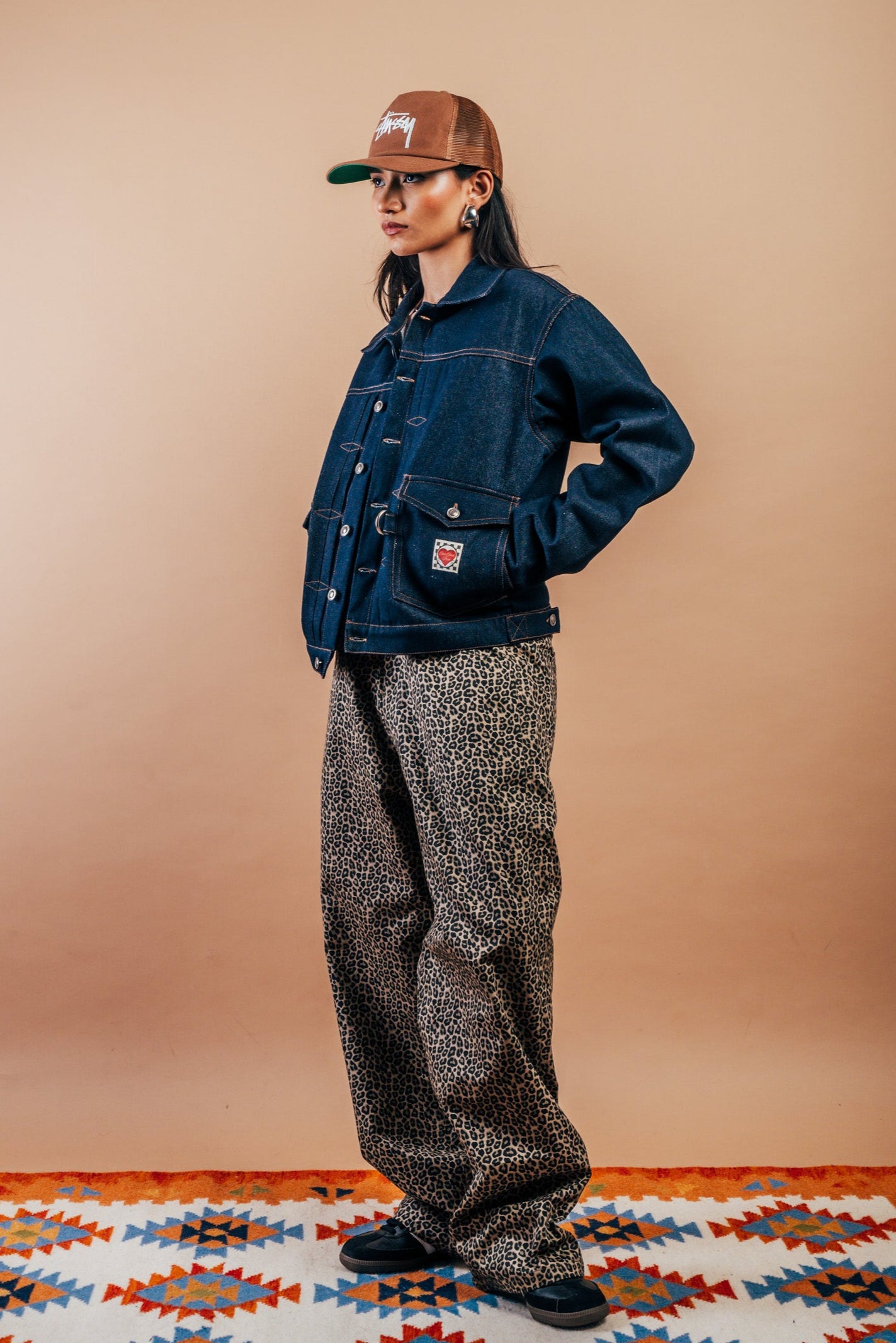 Wide Leg Pants 'Leopard Print Twill'