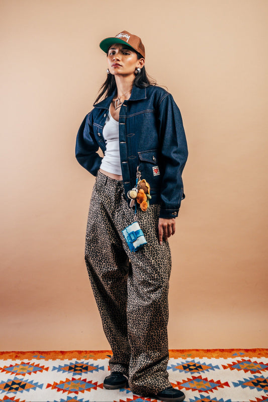 Wide Leg Pants 'Leopard Print Twill'