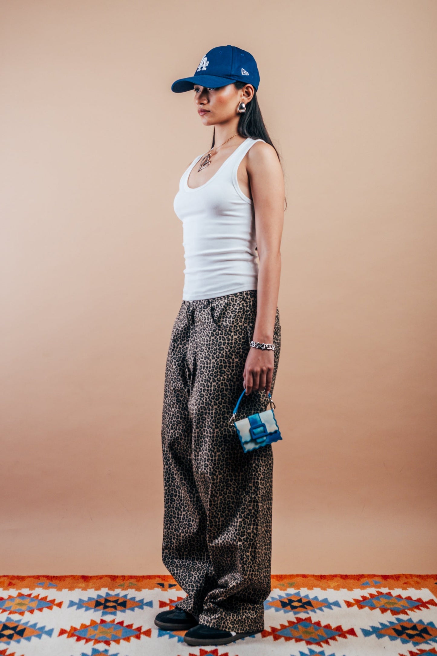 Wide Leg Pants 'Leopard Print Twill'