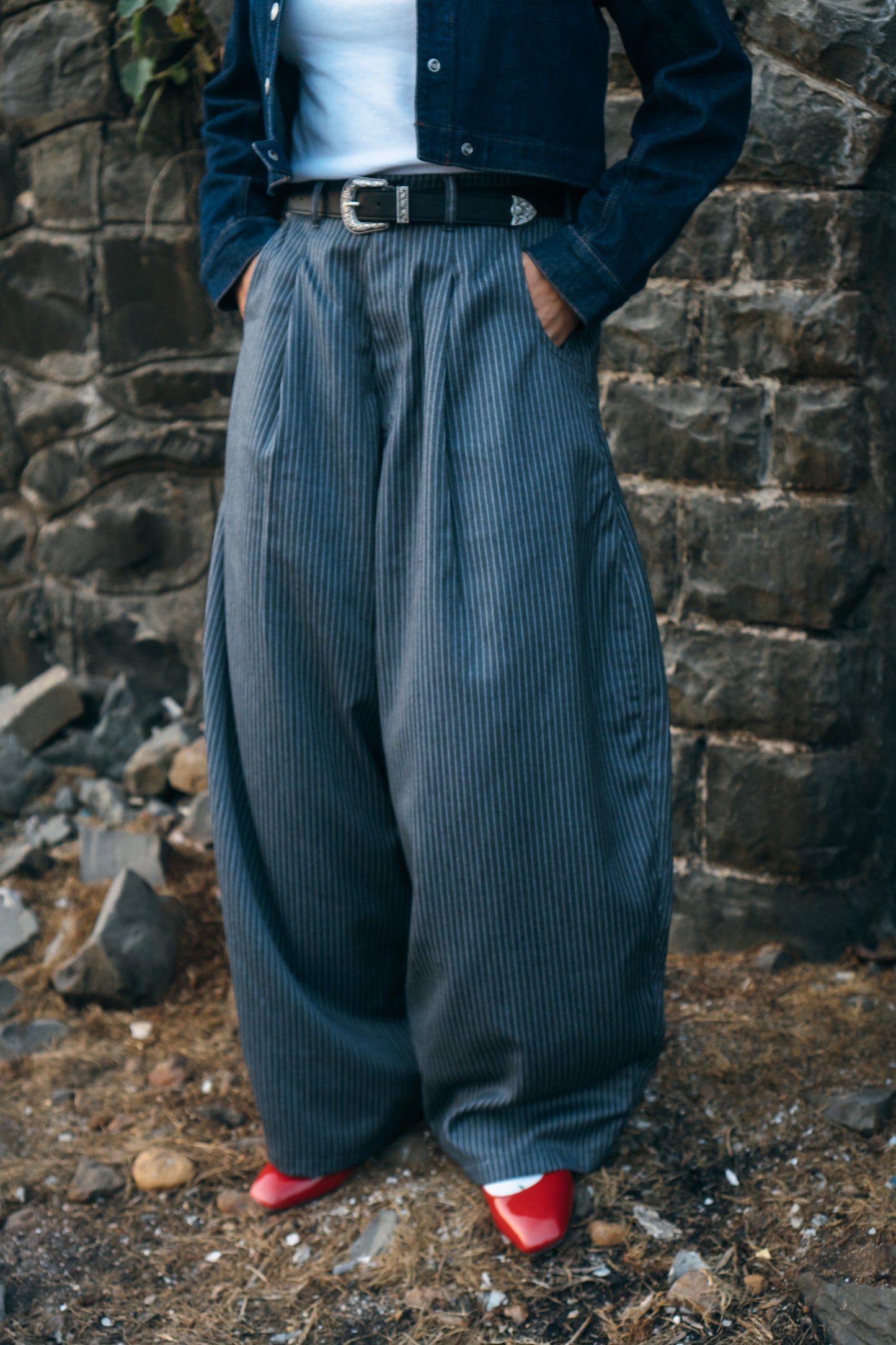 Really Wide Pants 'Grey Stripes'