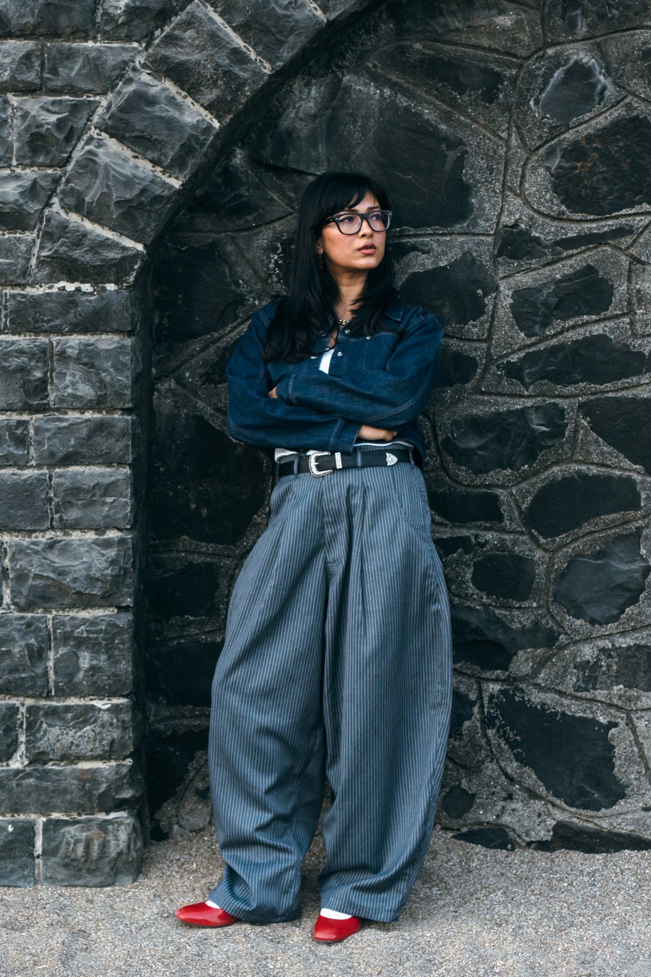 Really Wide Pants 'Grey Stripes'