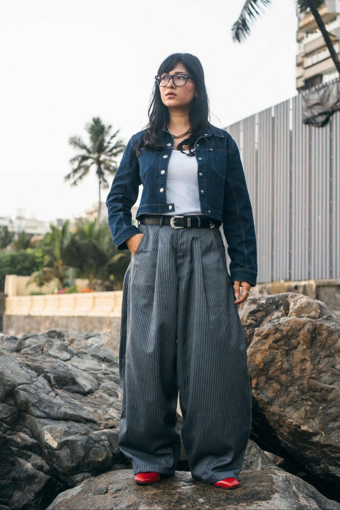 Really Wide Pants 'Grey Stripes'