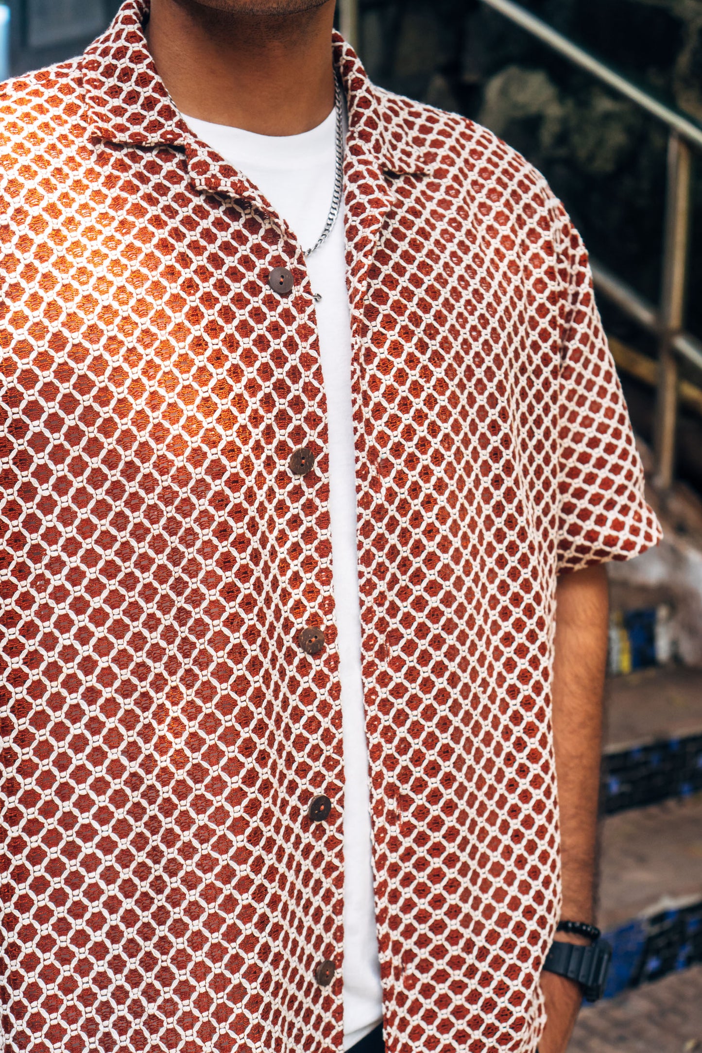 Crochet Shirt 'Brown'