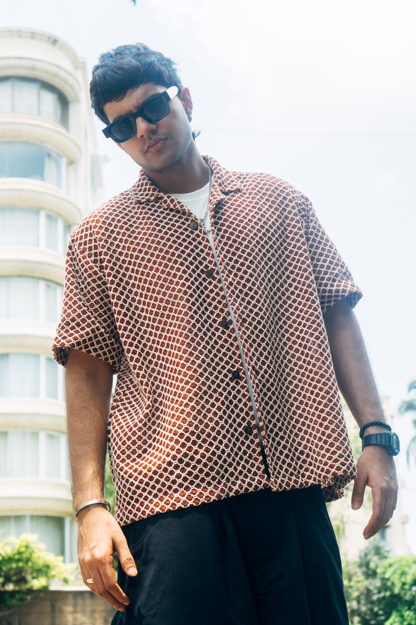Crochet Shirt 'Brown'