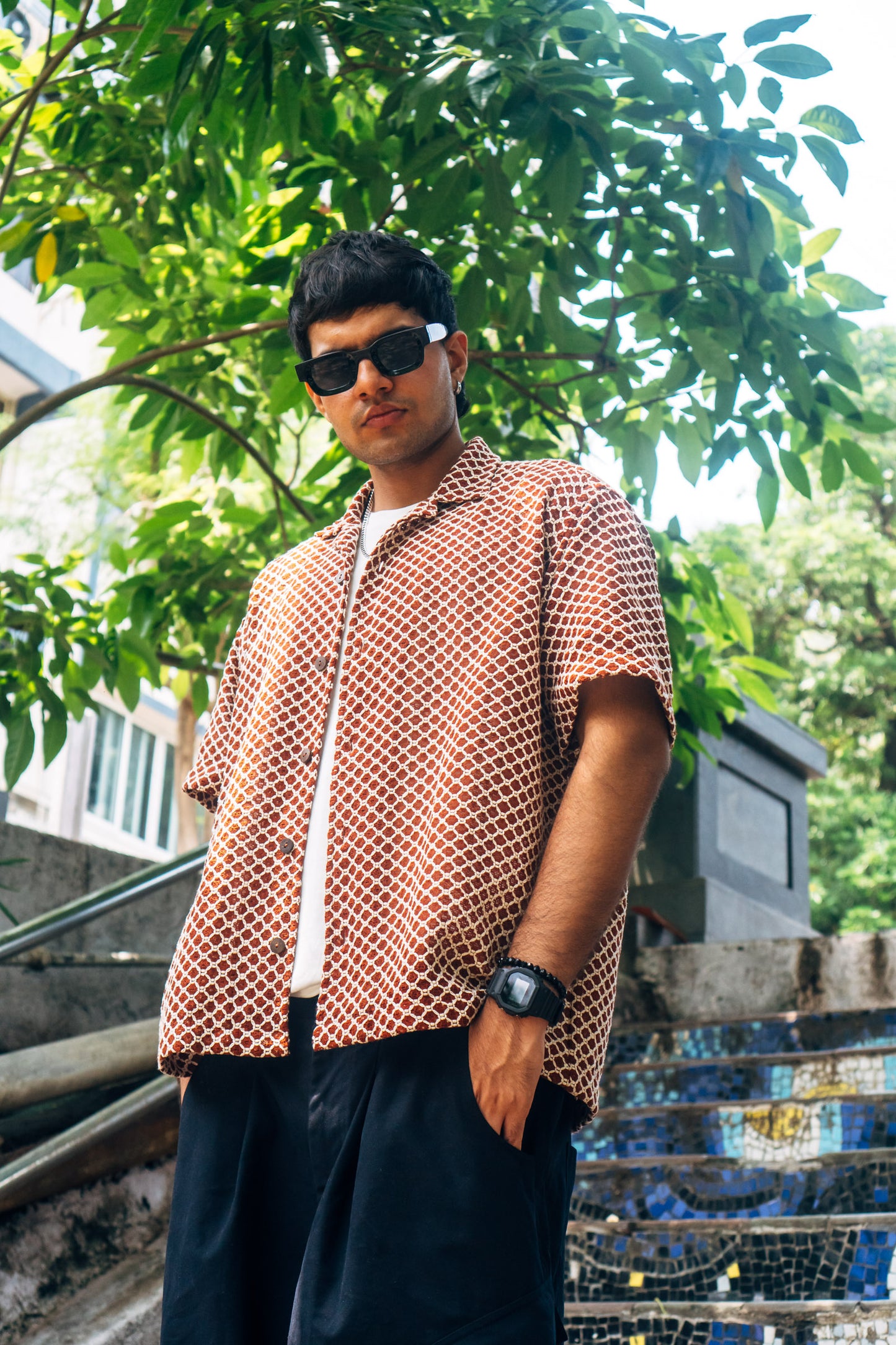 Crochet Shirt 'Brown'