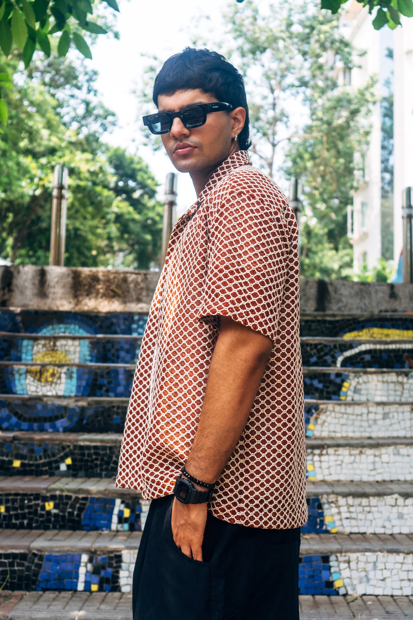 Crochet Shirt 'Brown'
