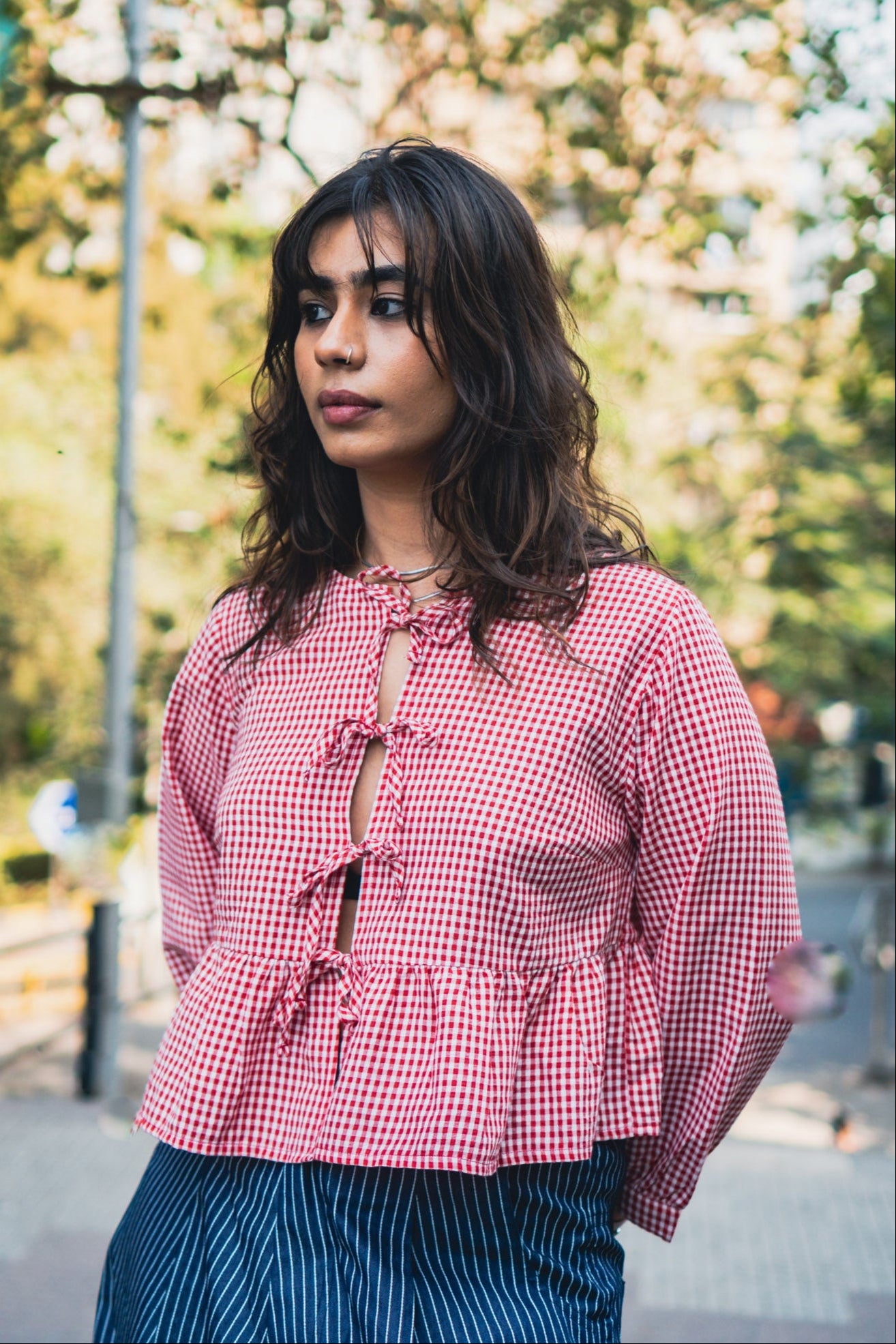 Front Tie Peplum Top 'Apple Red'