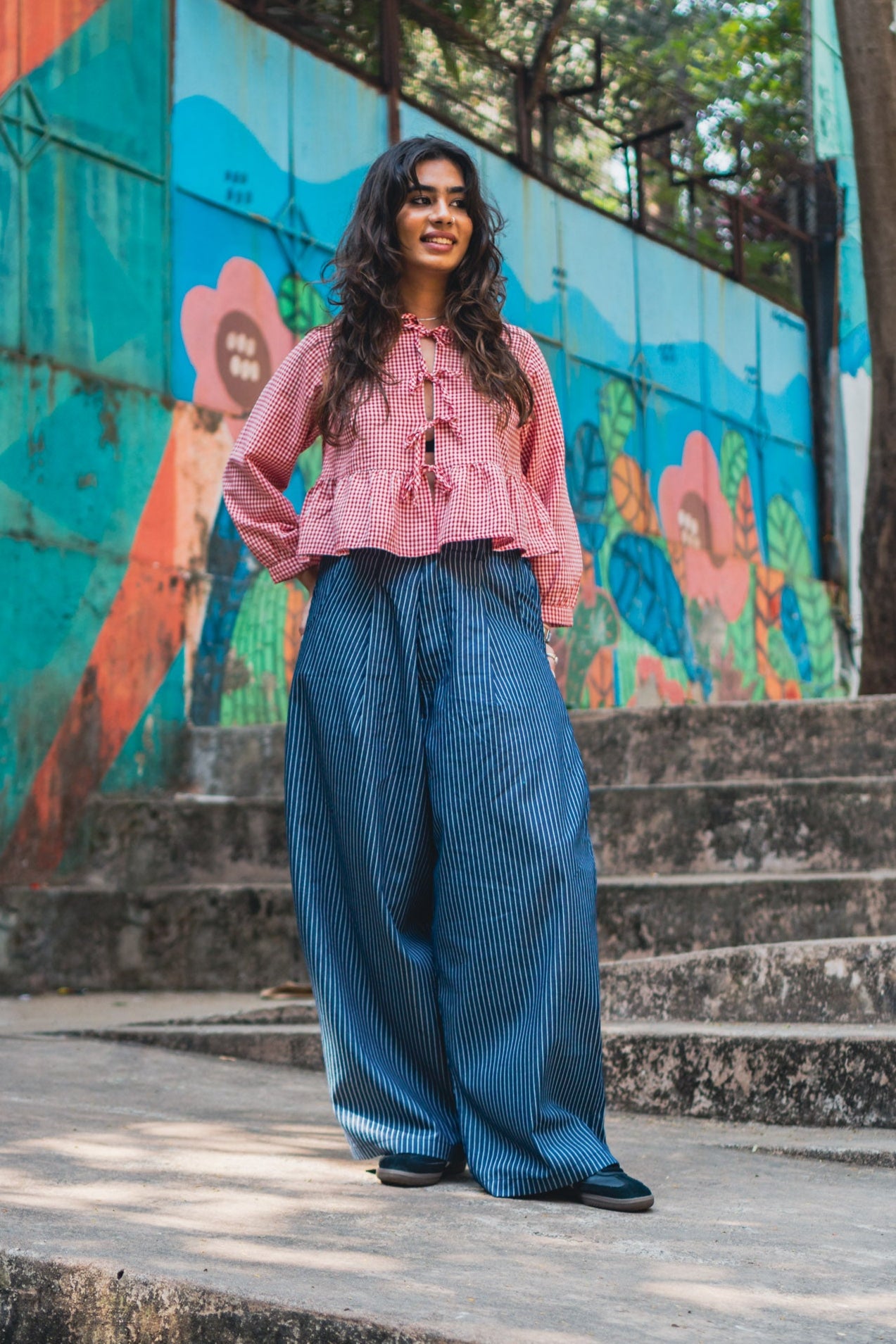 Front Tie Peplum Top 'Apple Red'