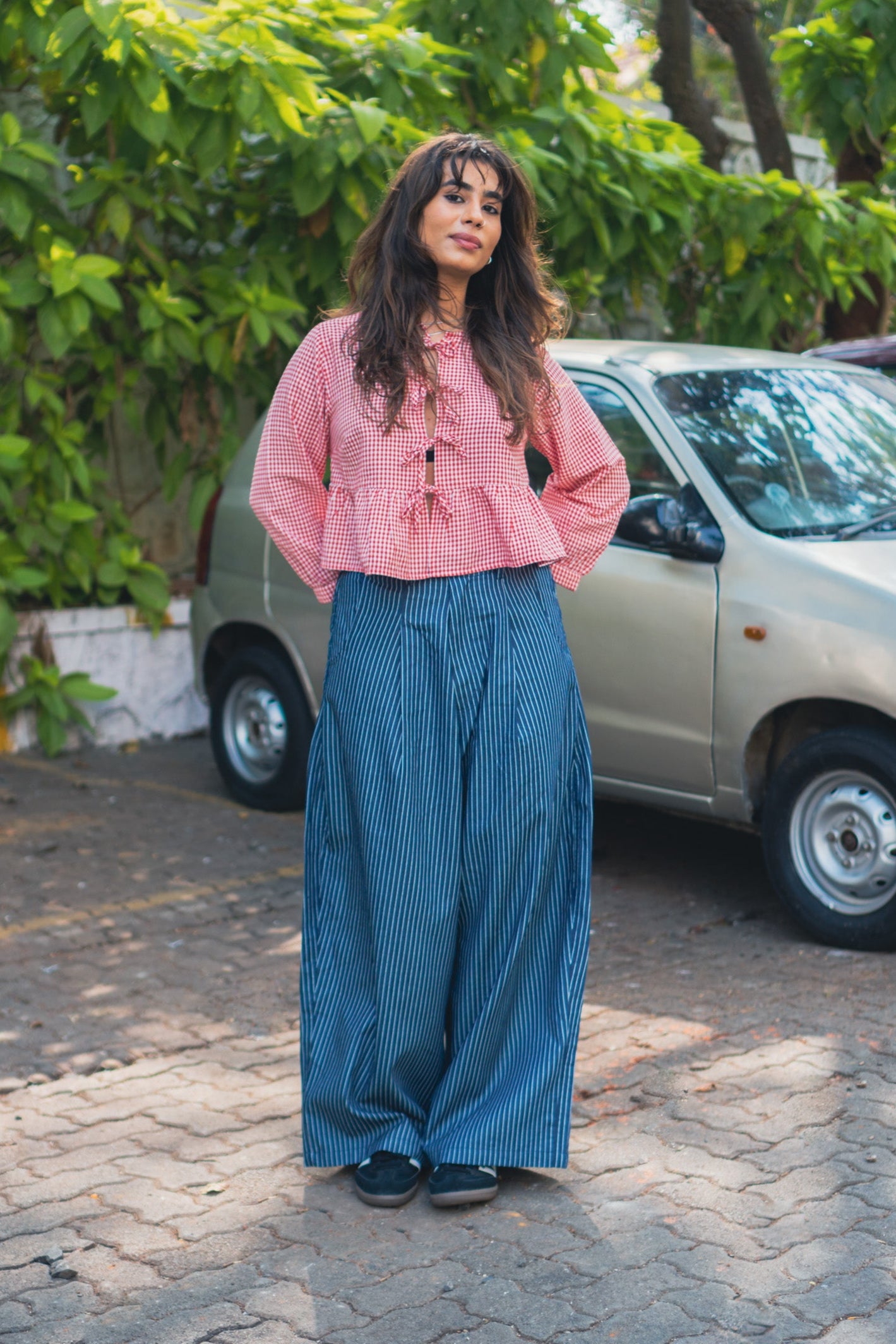 Front Tie Peplum Top 'Apple Red'