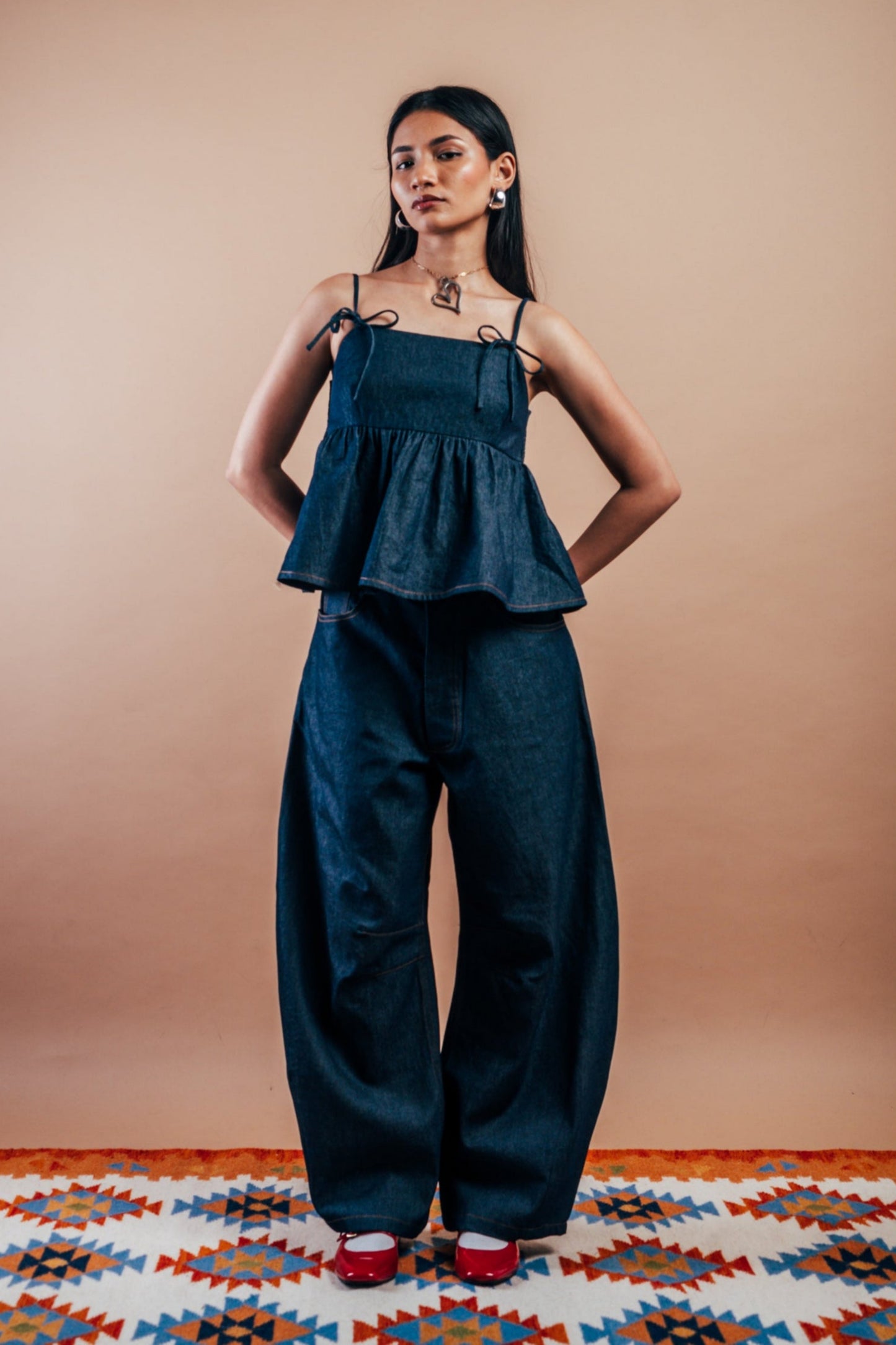 Babydoll Peplum Top 'Denim'