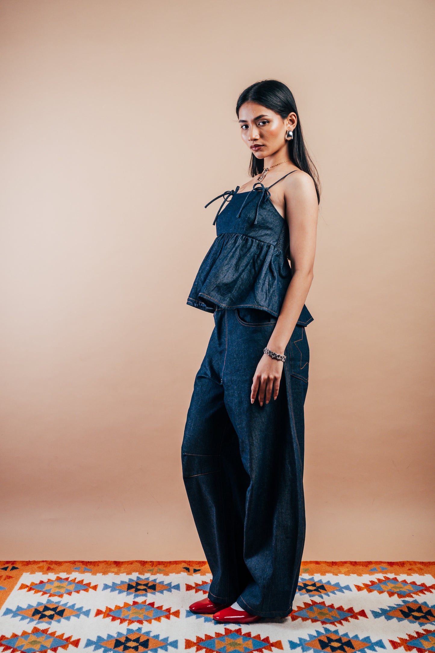 Babydoll Peplum Top 'Denim'