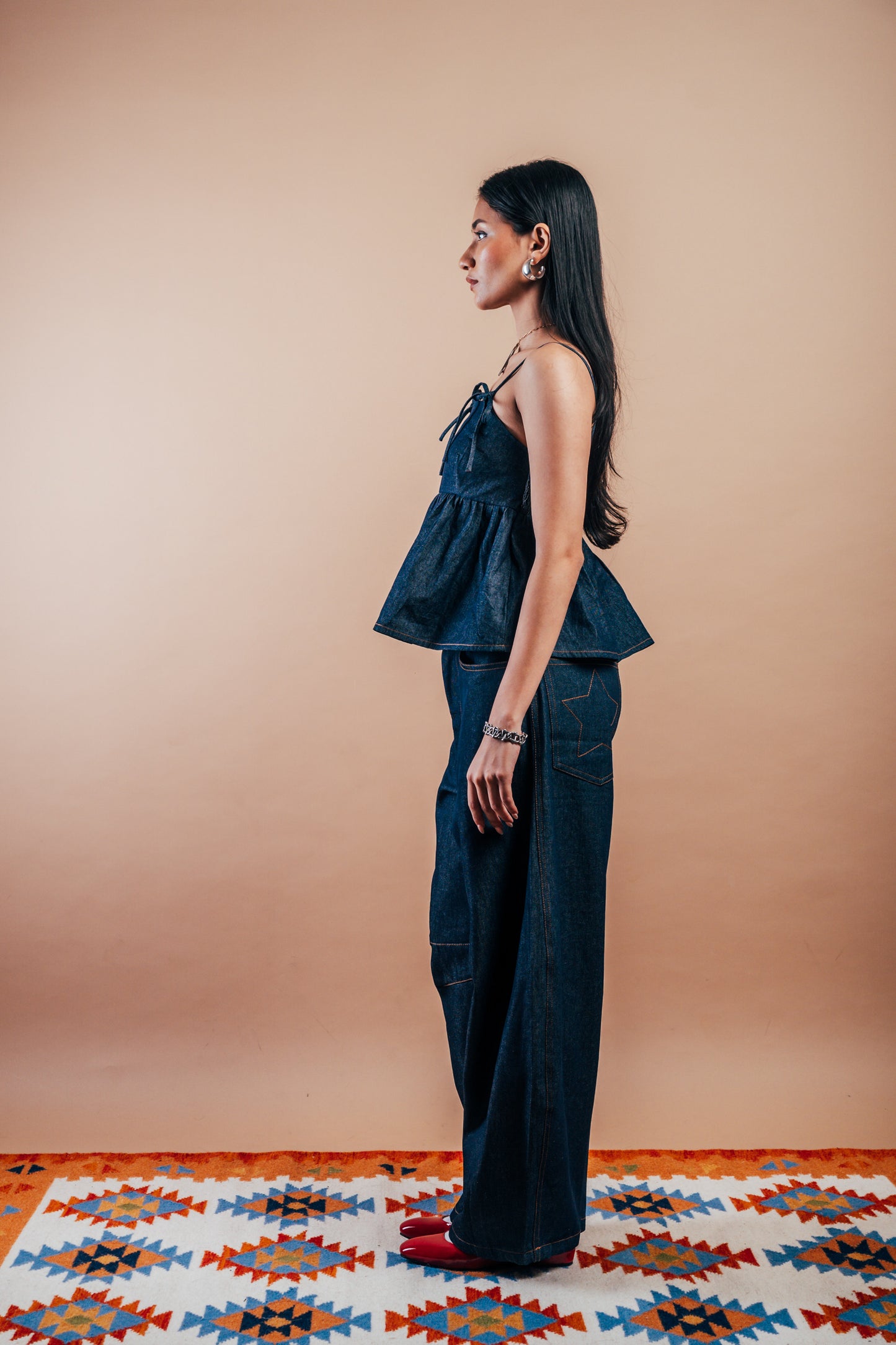 Babydoll Peplum Top 'Denim'