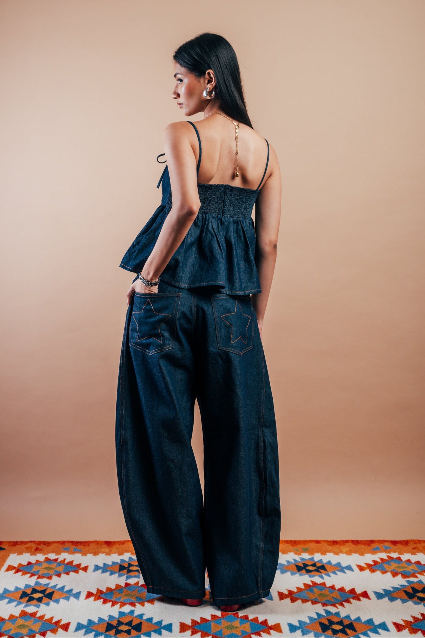 Babydoll Peplum Top 'Denim'
