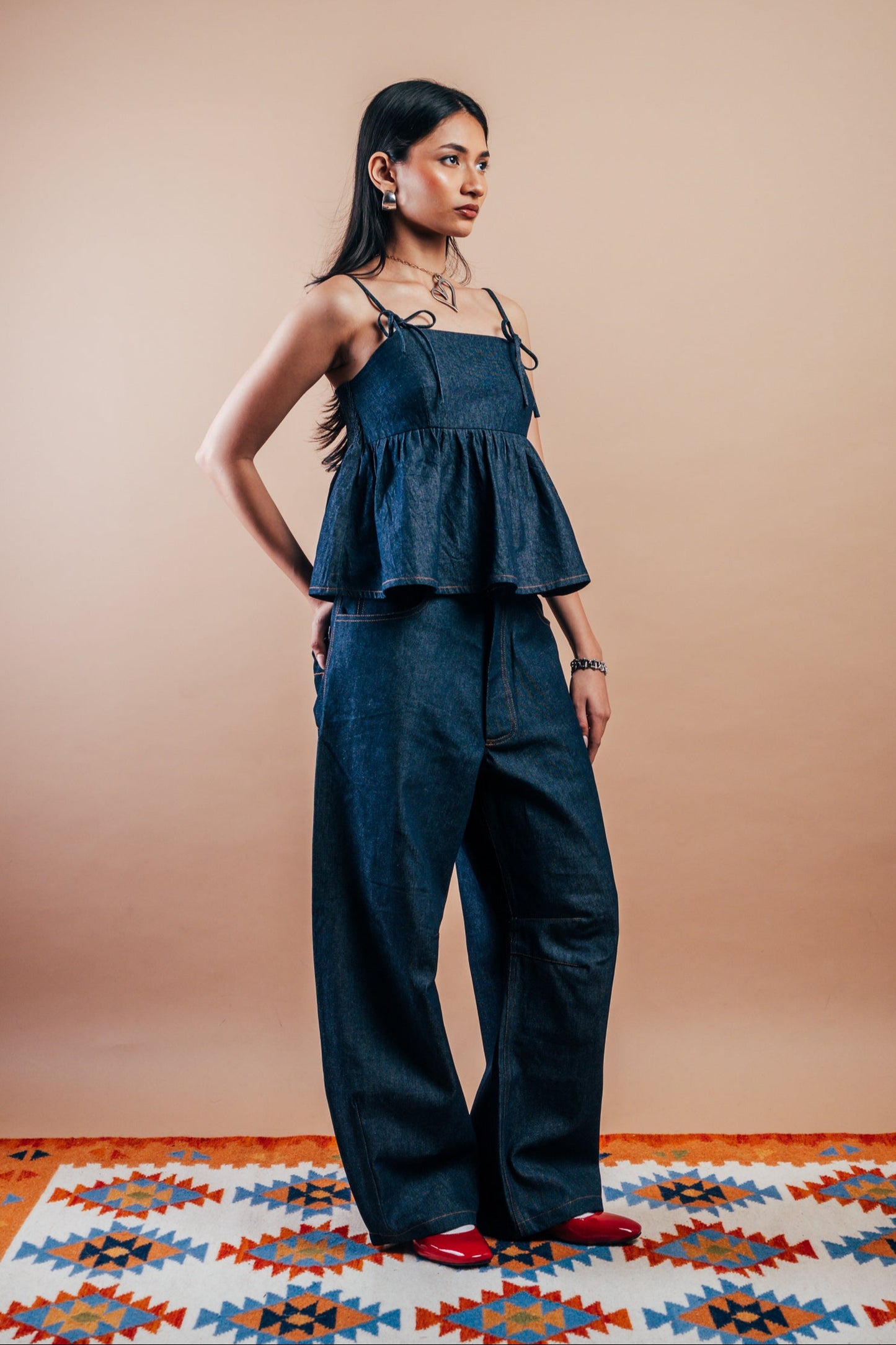 Babydoll Peplum Top 'Denim'