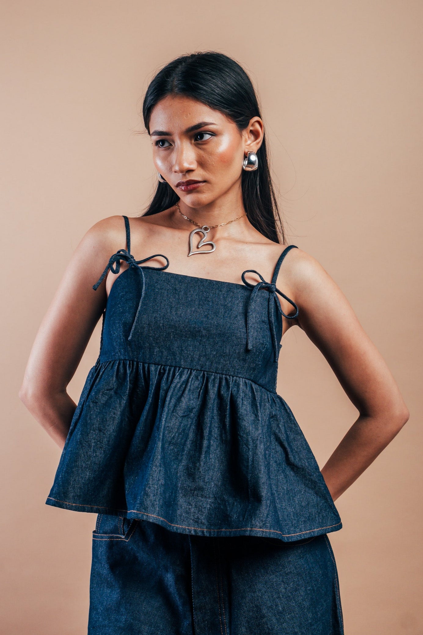 Babydoll Peplum Top 'Denim'