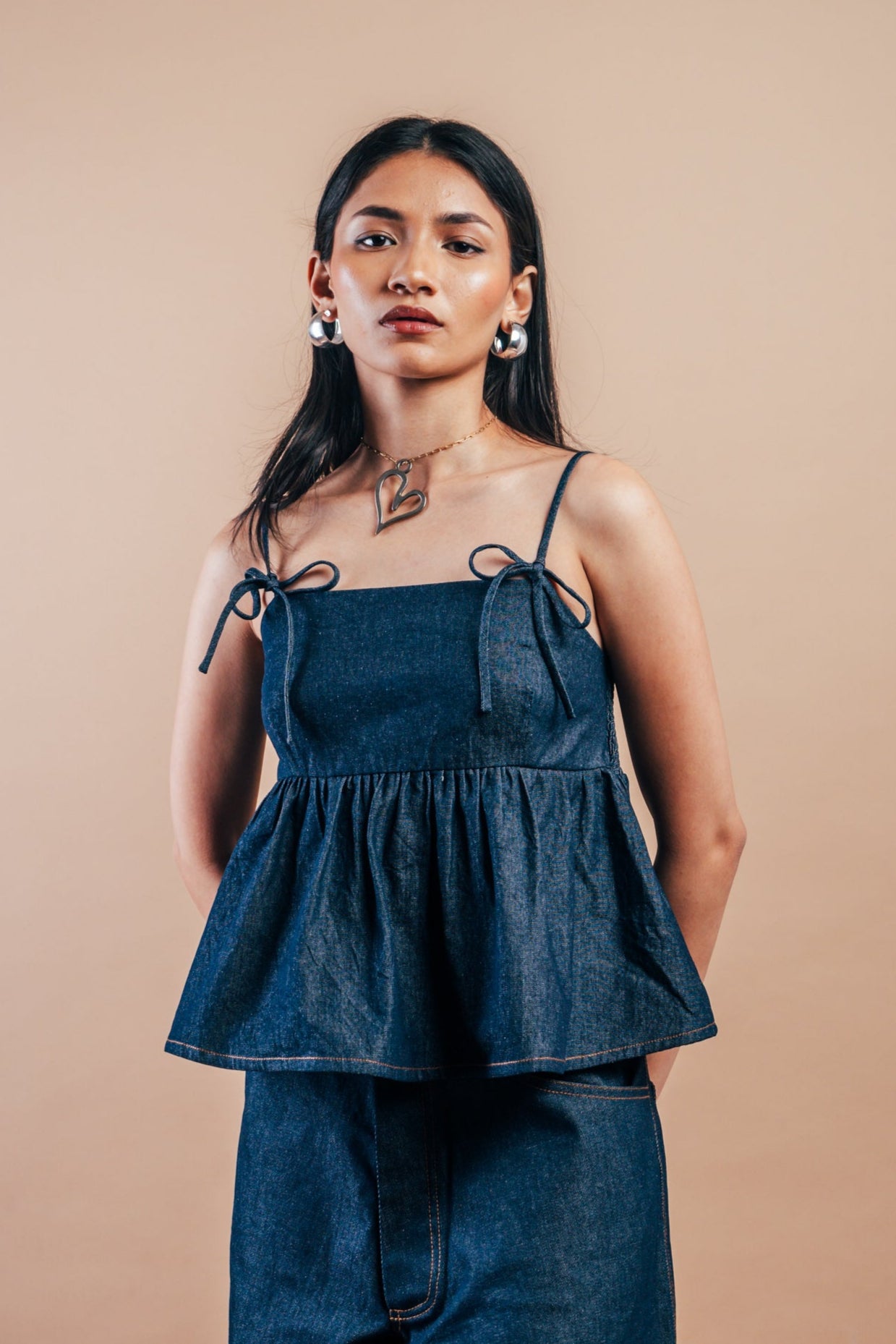 Babydoll Peplum Top 'Denim'