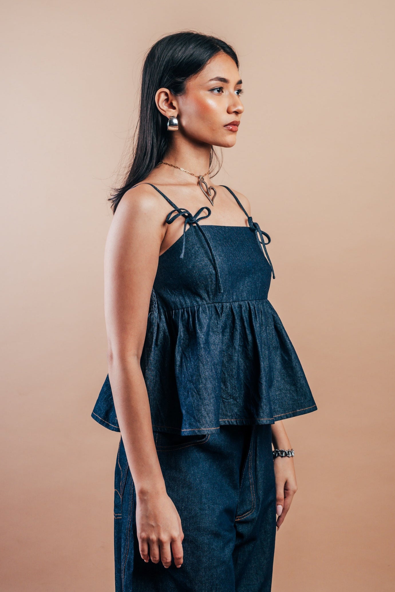 Babydoll Peplum Top 'Denim'