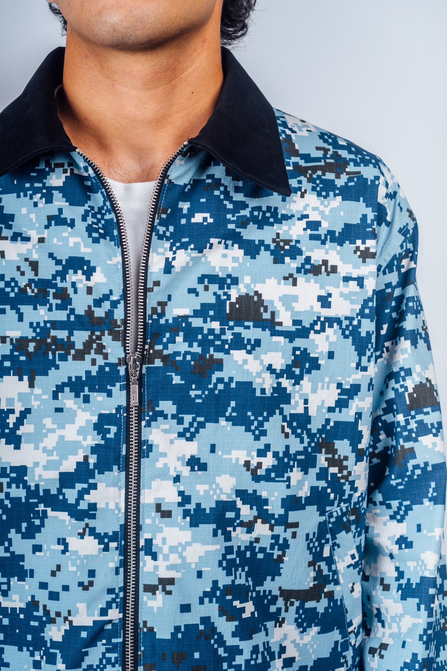 Zip Up Work Jacket 'Digital Camo Navy’