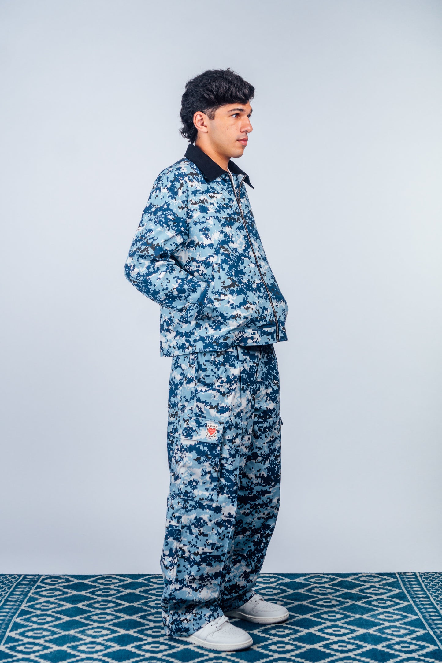 Zip Up Work Jacket 'Digital Camo Navy’