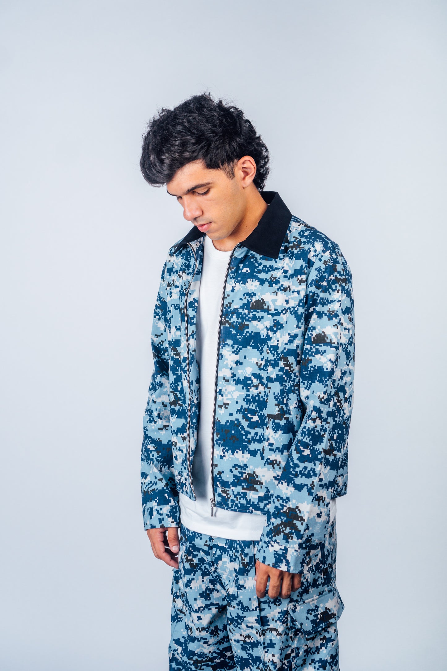 Zip Up Work Jacket 'Digital Camo Navy’